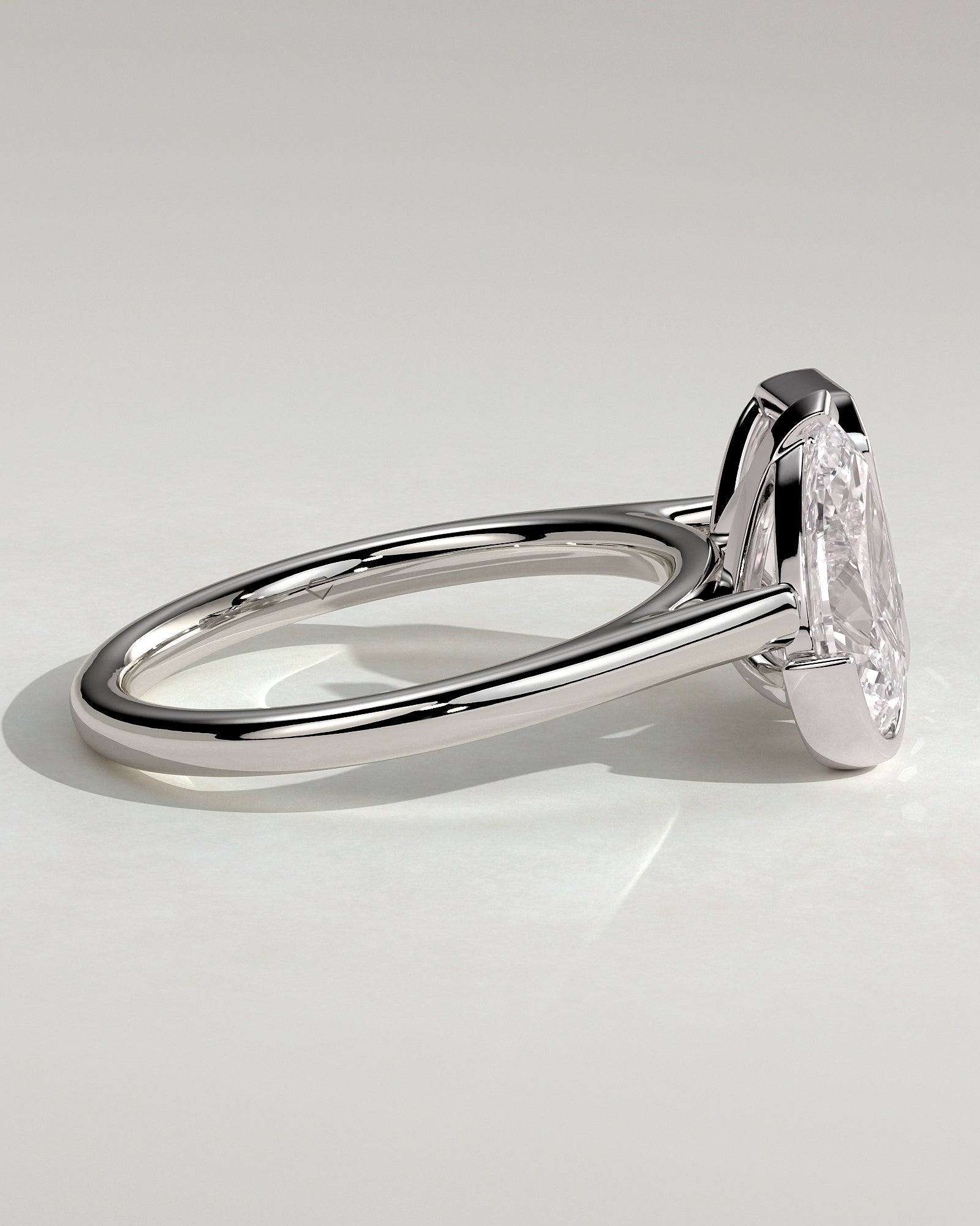 White :: elegant 3.3ct pear emerald lab grown diamond toi et moi ring white gold sleek luxury style
