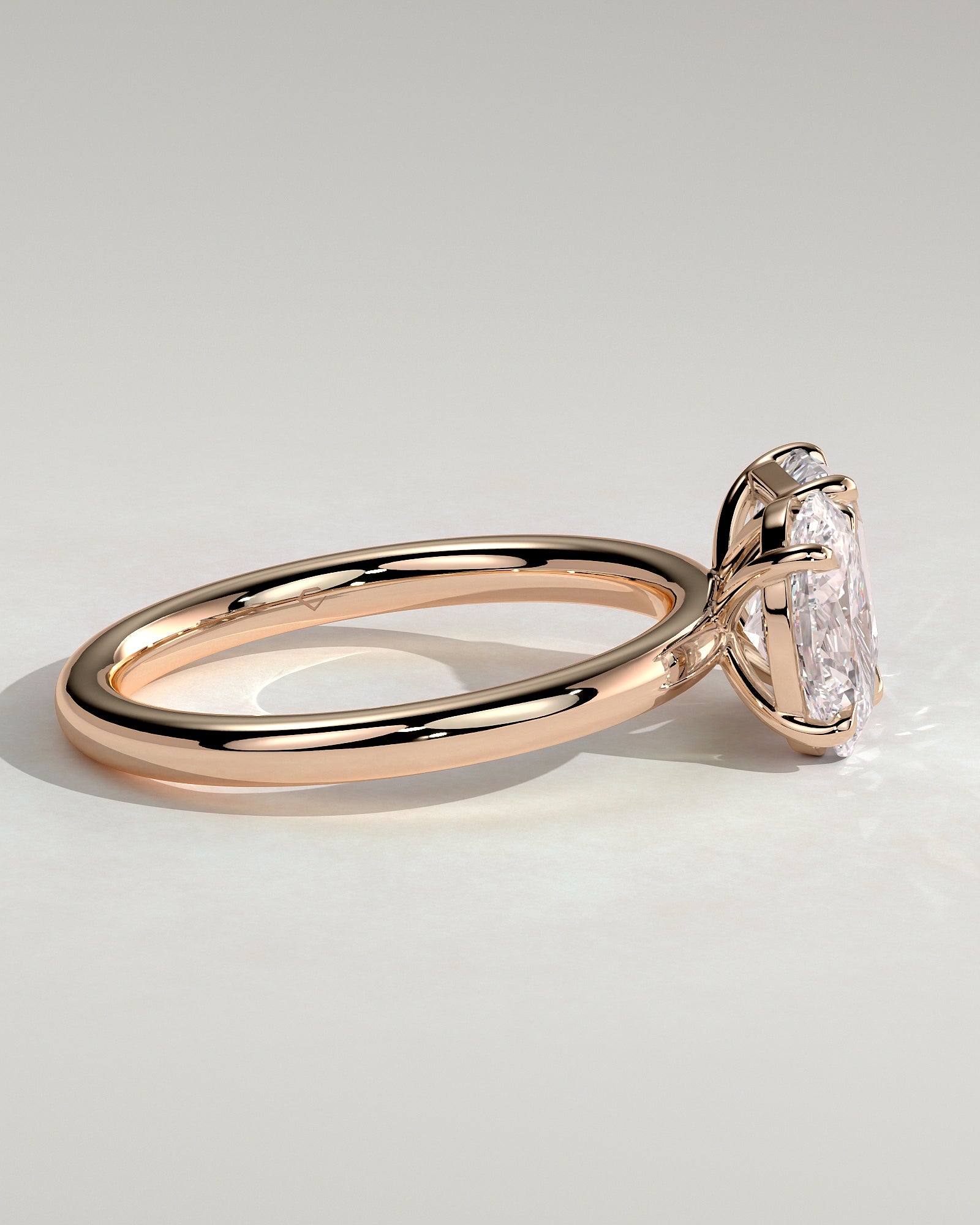 Rose :: designer oval and emerald lab grown diamond toi et moi ring rose gold bold look