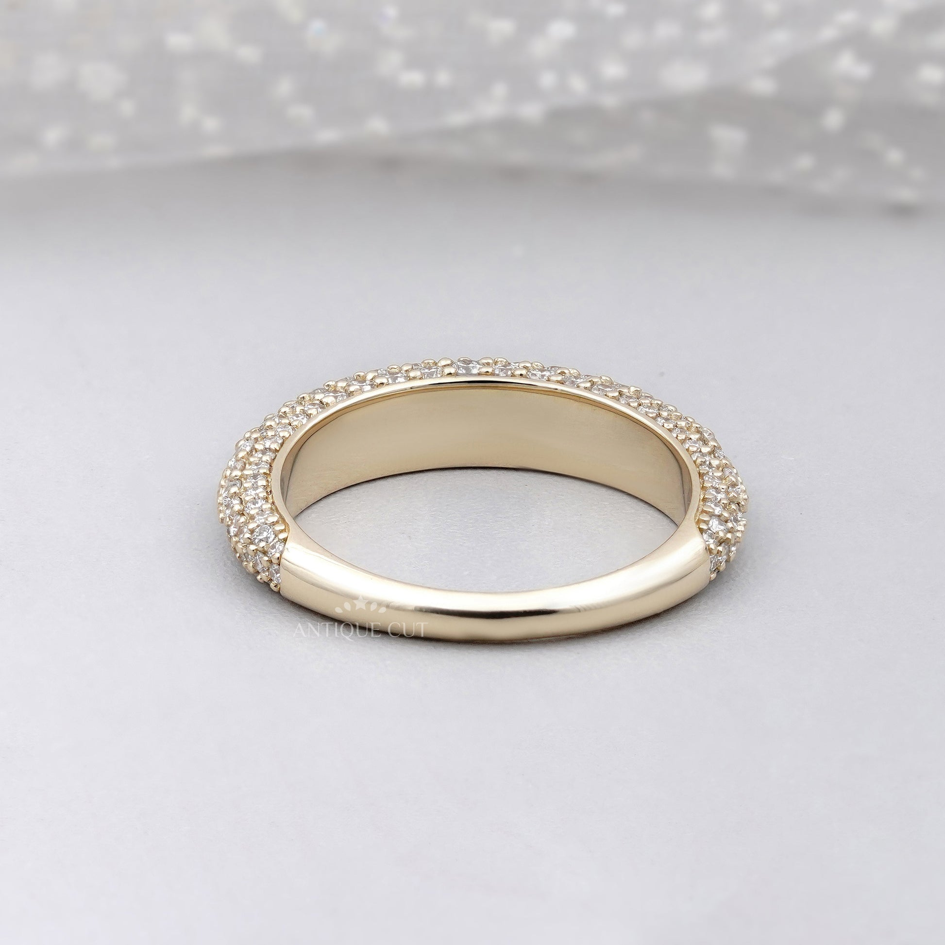 1.50tcw Diamond Pave Band | Solid Gold | Three-Row Round Diamonds | Classic Wedding or Anniversary Ring