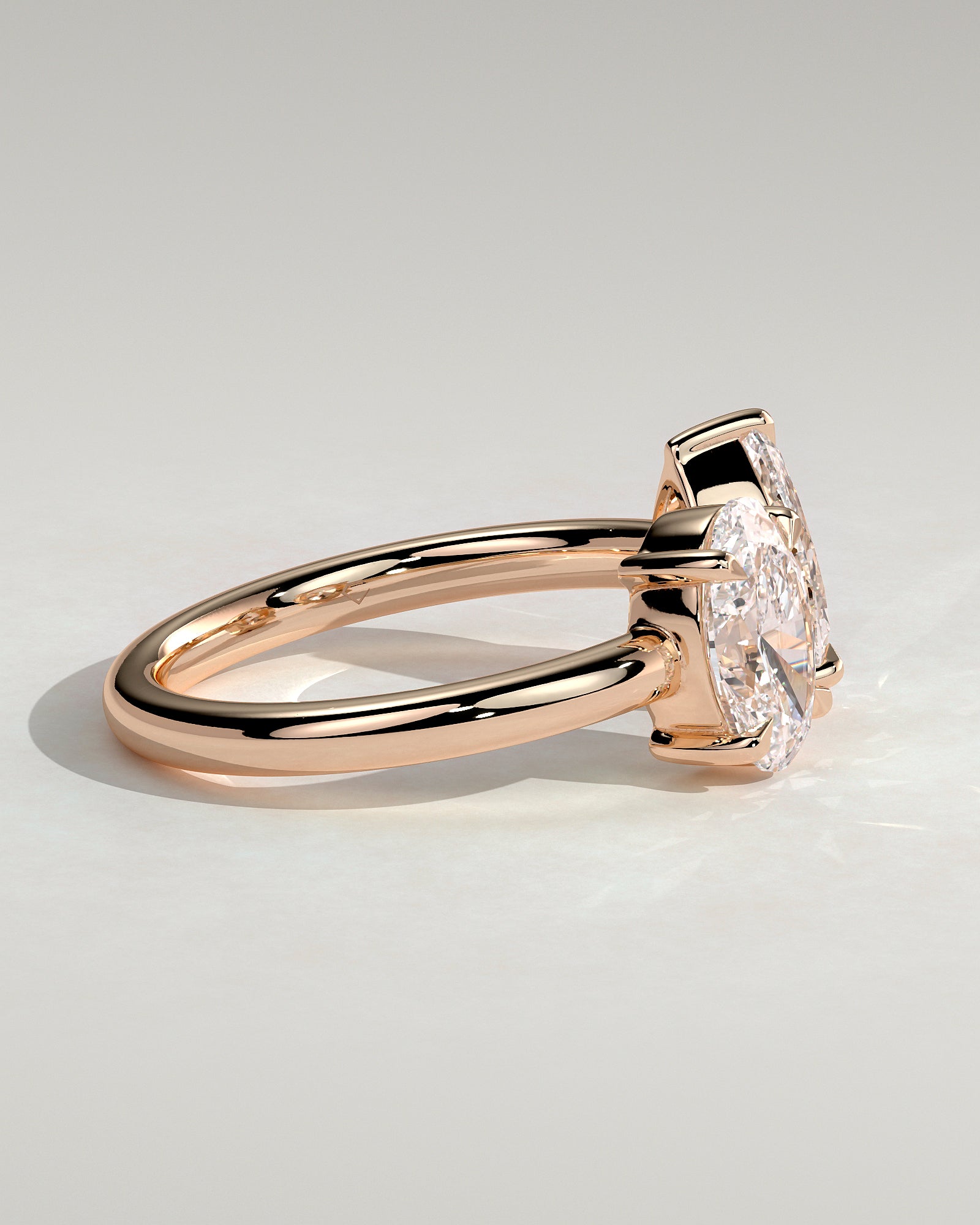 Rose :: luxury oval pear lab diamond engagement ring rose gold sleek style