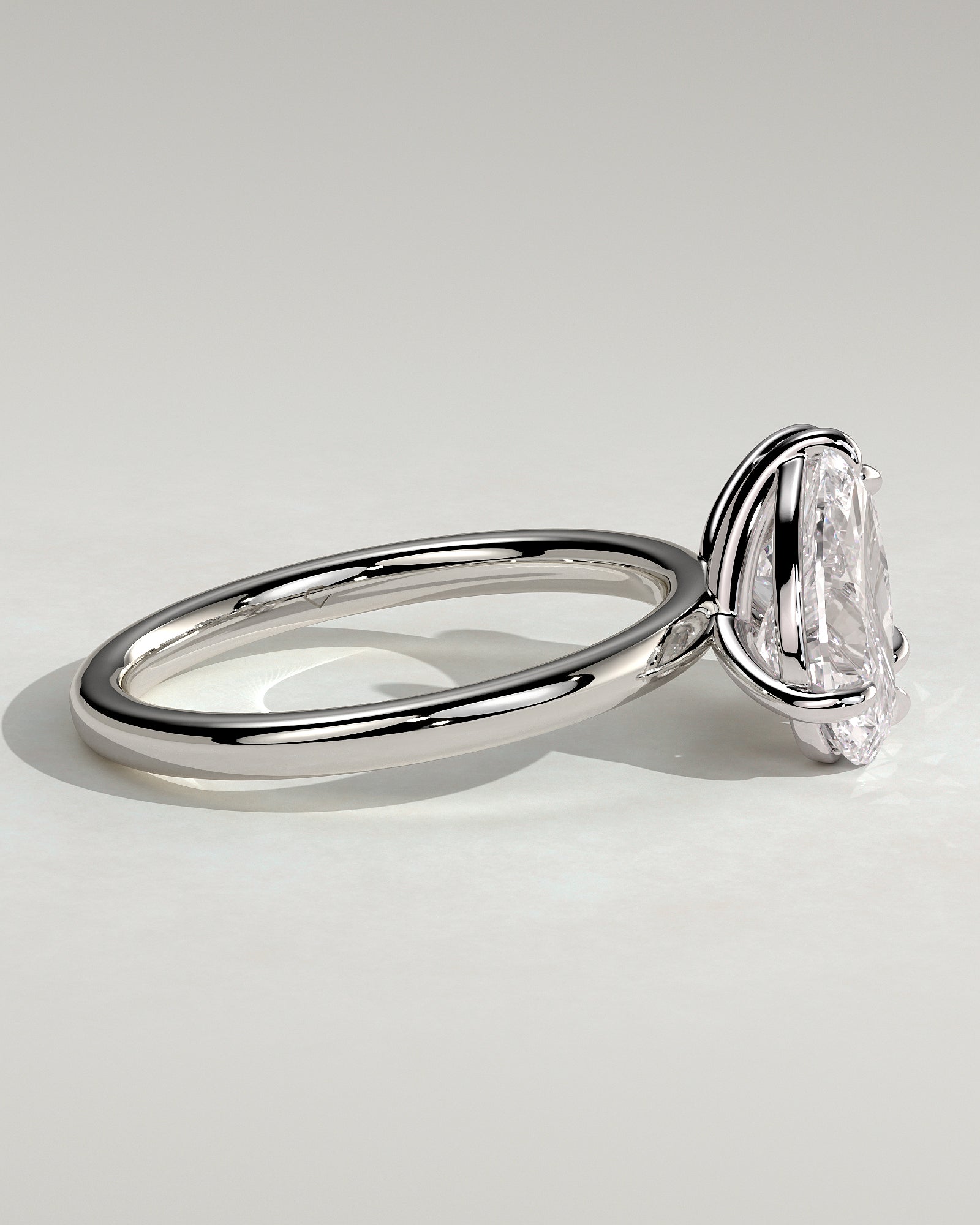 White :: elegant pear princess lab grown diamond toi et moi ring white gold sleek style