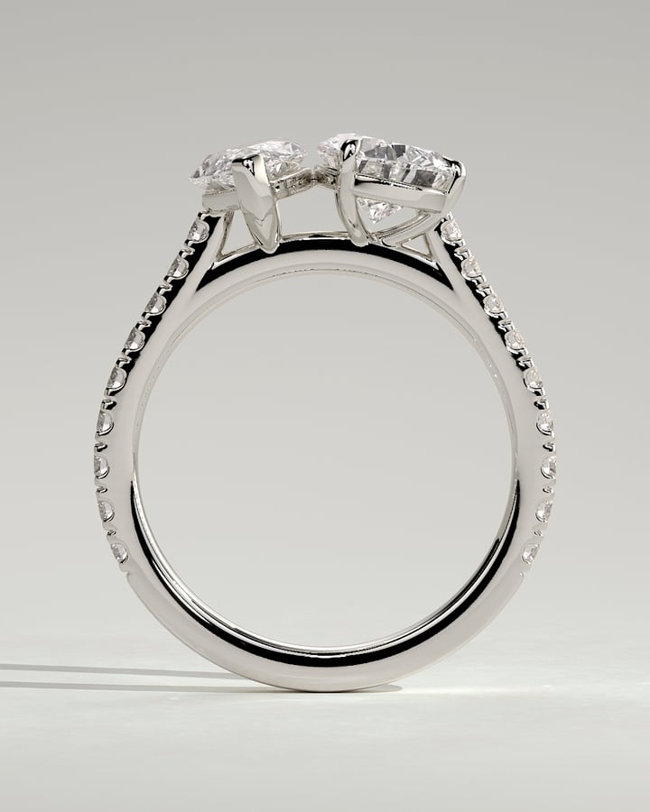 White :: luxury 1.5ct marquise pear lab diamond engagement ring white gold pave statement ring
