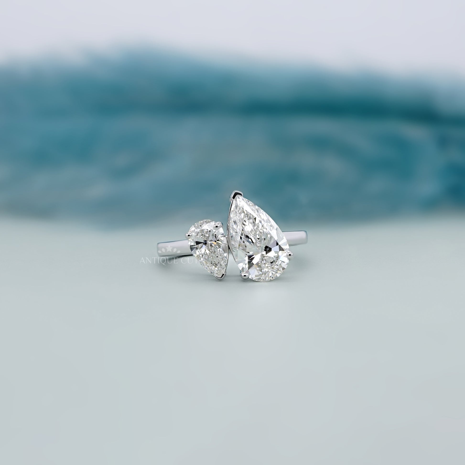 Pear Toi et Moi 3.15ct Lab Diamond Ring | Unique Two-Stone | IGI Certified