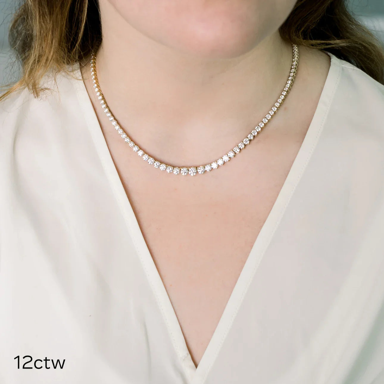 Round Lab Grown Diamond Riviera Choker, EF Color, VS Clarity, IGI Certified