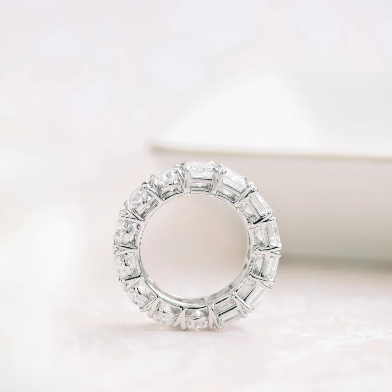 Oval And Emerald Lab Grown Diamond Half and Half Eternity Band , EF Color , VS Clarity , IGI Certificate