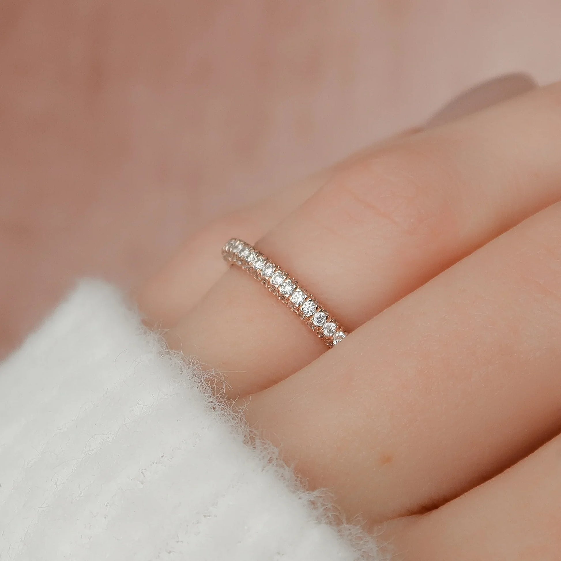 0.50tcw Lab Grown Diamond Full Pavé Ring | VVS Round Diamonds | 2.3mm Luxury Stackable Wedding Band | IGI Certified