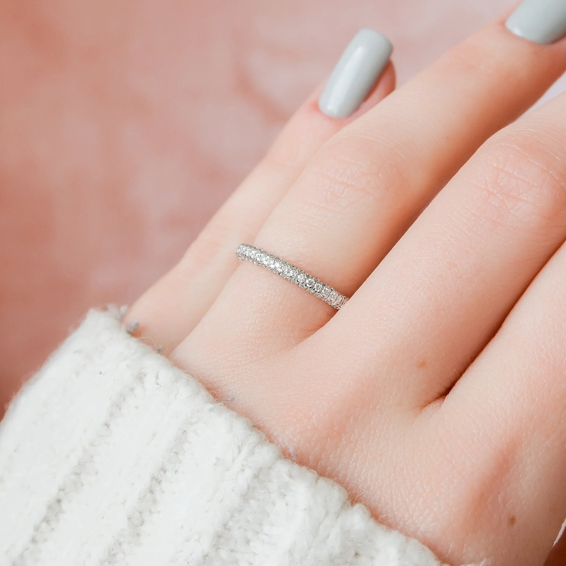 0.50tcw Lab Grown Diamond Full Pavé Ring | VVS Round Diamonds | 2.3mm Luxury Stackable Wedding Band | IGI Certified