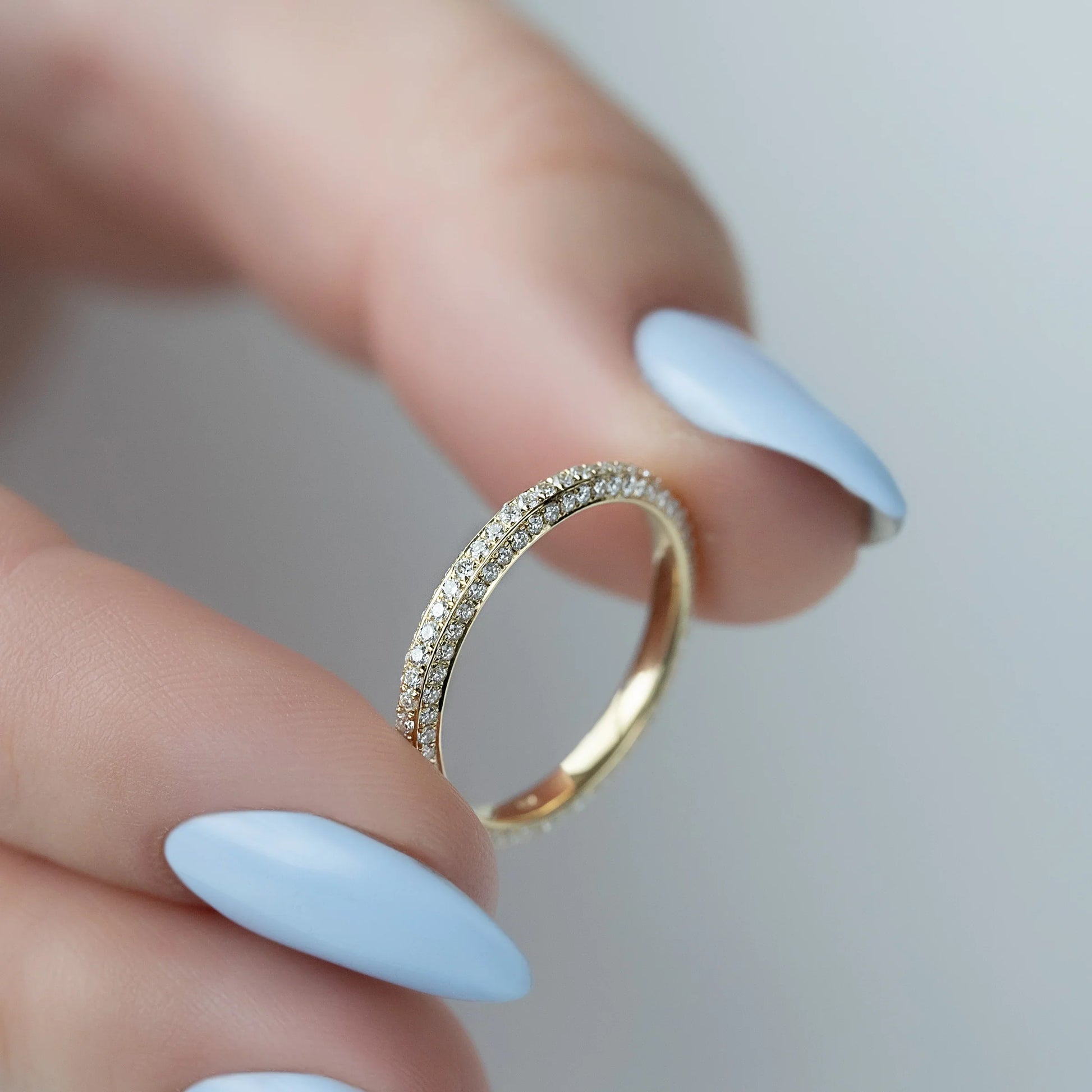 0.50tcw Lab Grown Diamond Full Pavé Ring | VVS Round Diamonds | 2.3mm Luxury Stackable Wedding Band | IGI Certified