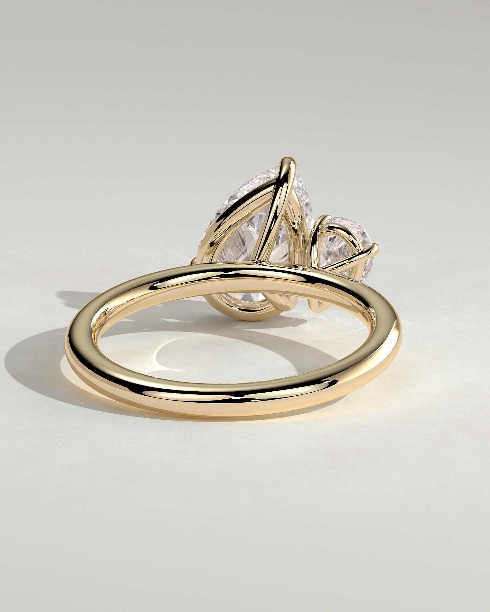 Yellow :: designer 0.5ct and 1.25ct pear lab grown diamond toi et moi ring yellow gold bold statement
