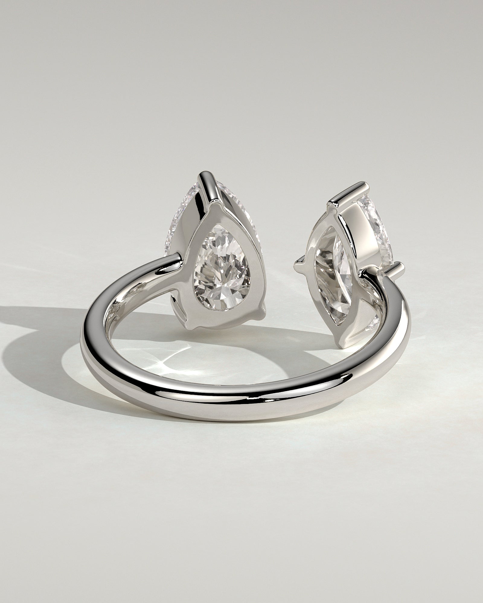 White :: designer 1.15ct marquise and pear lab diamond engagement ring white gold unique two stone ring