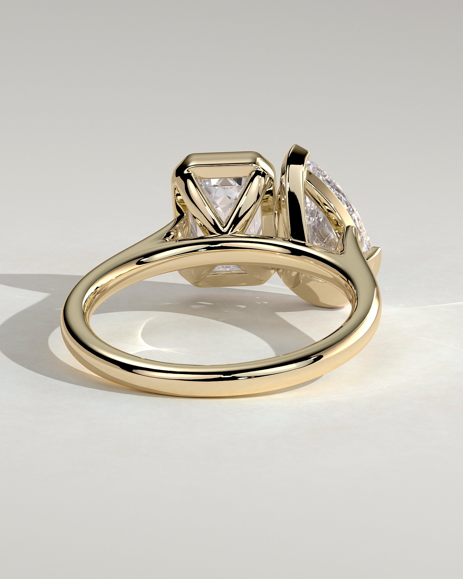 Yellow :: full diamond look 6ct pear emerald lab grown diamond ring yellow gold bold statement