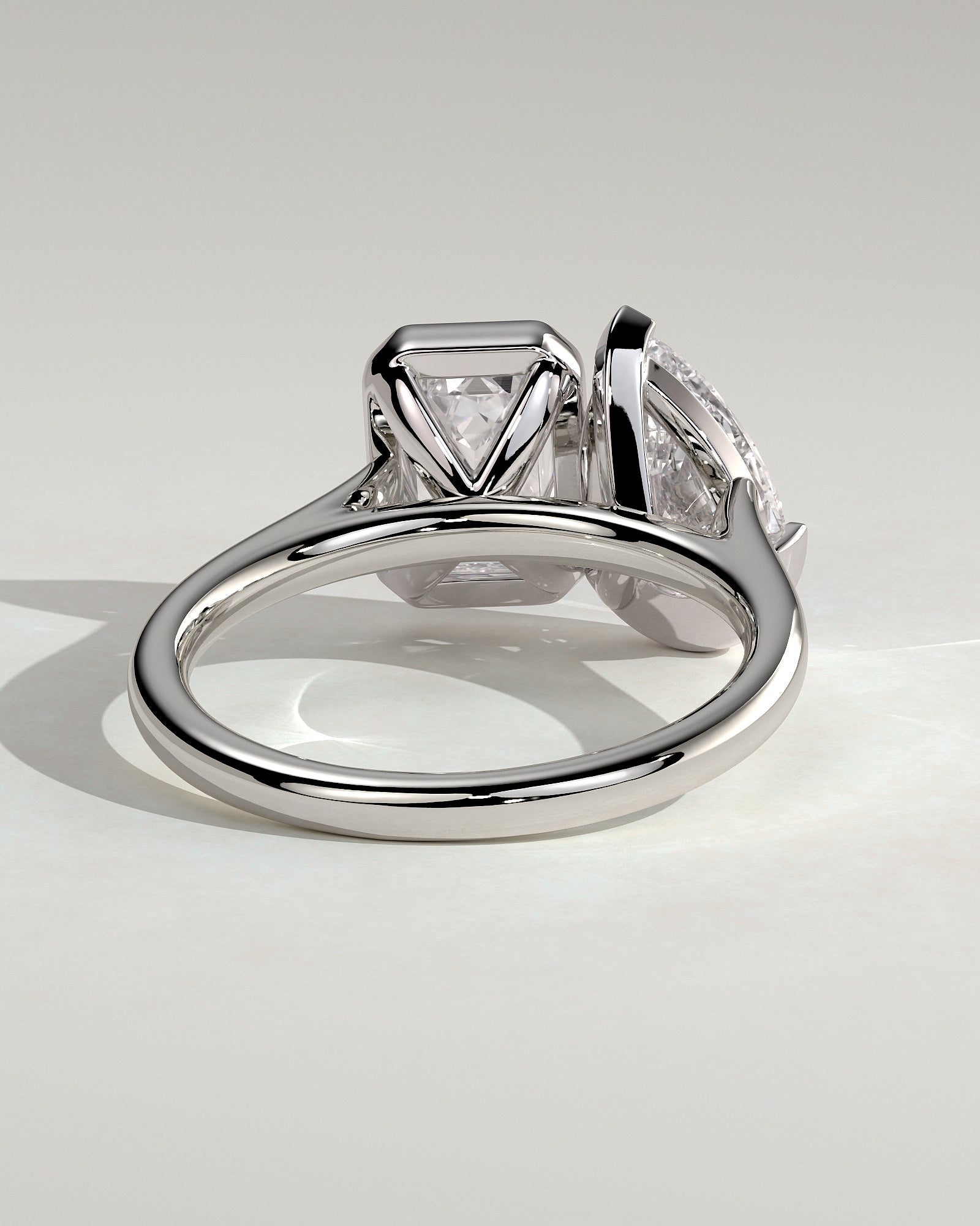 White :: full diamond look 6ct pear emerald lab diamond engagement ring white gold bold statement