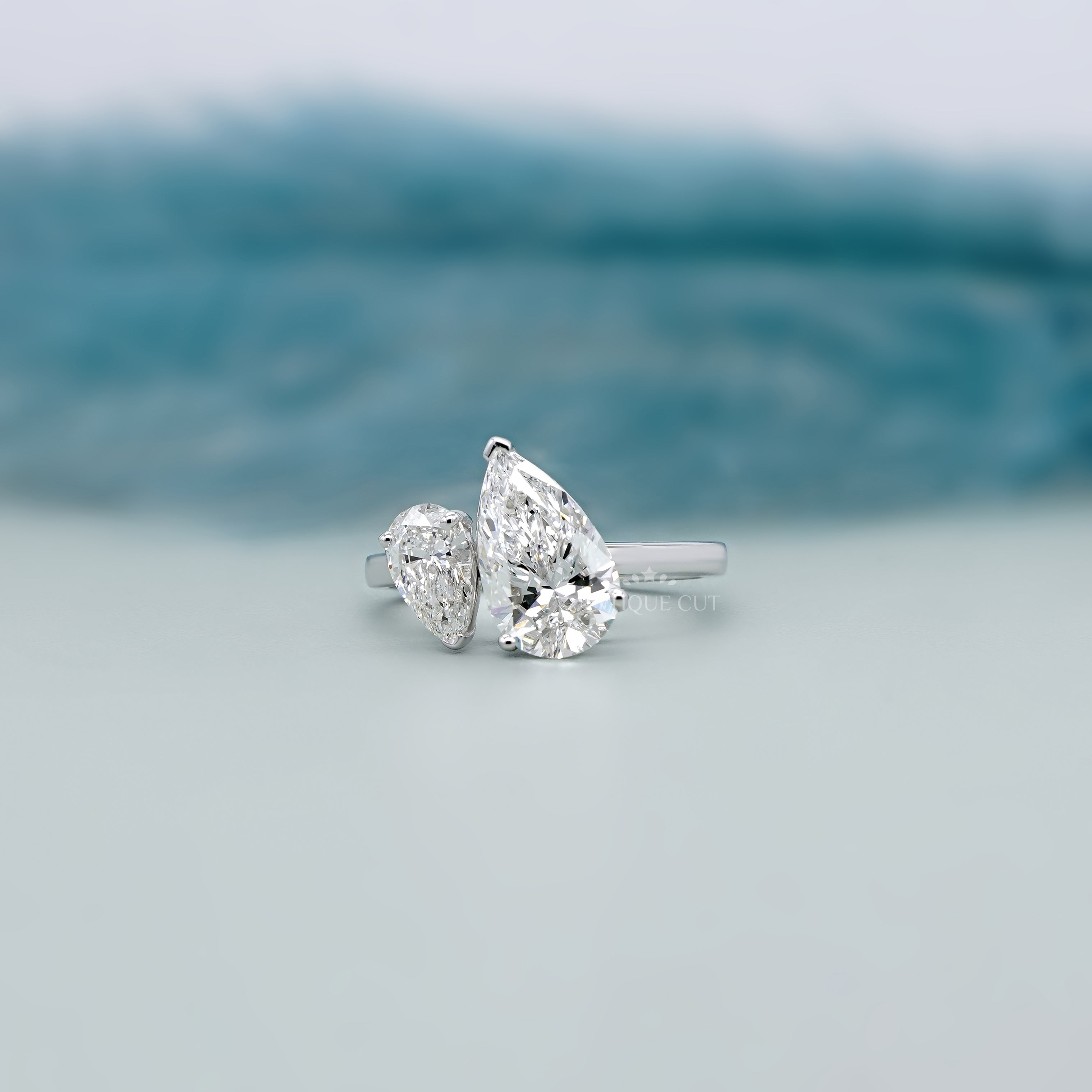 Pear Toi et Moi 3.15ct Lab Diamond Ring | Unique Two-Stone | IGI Certified