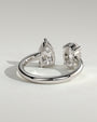 White :: designer oval and pear lab diamond engagement ring white gold unique two stone ring