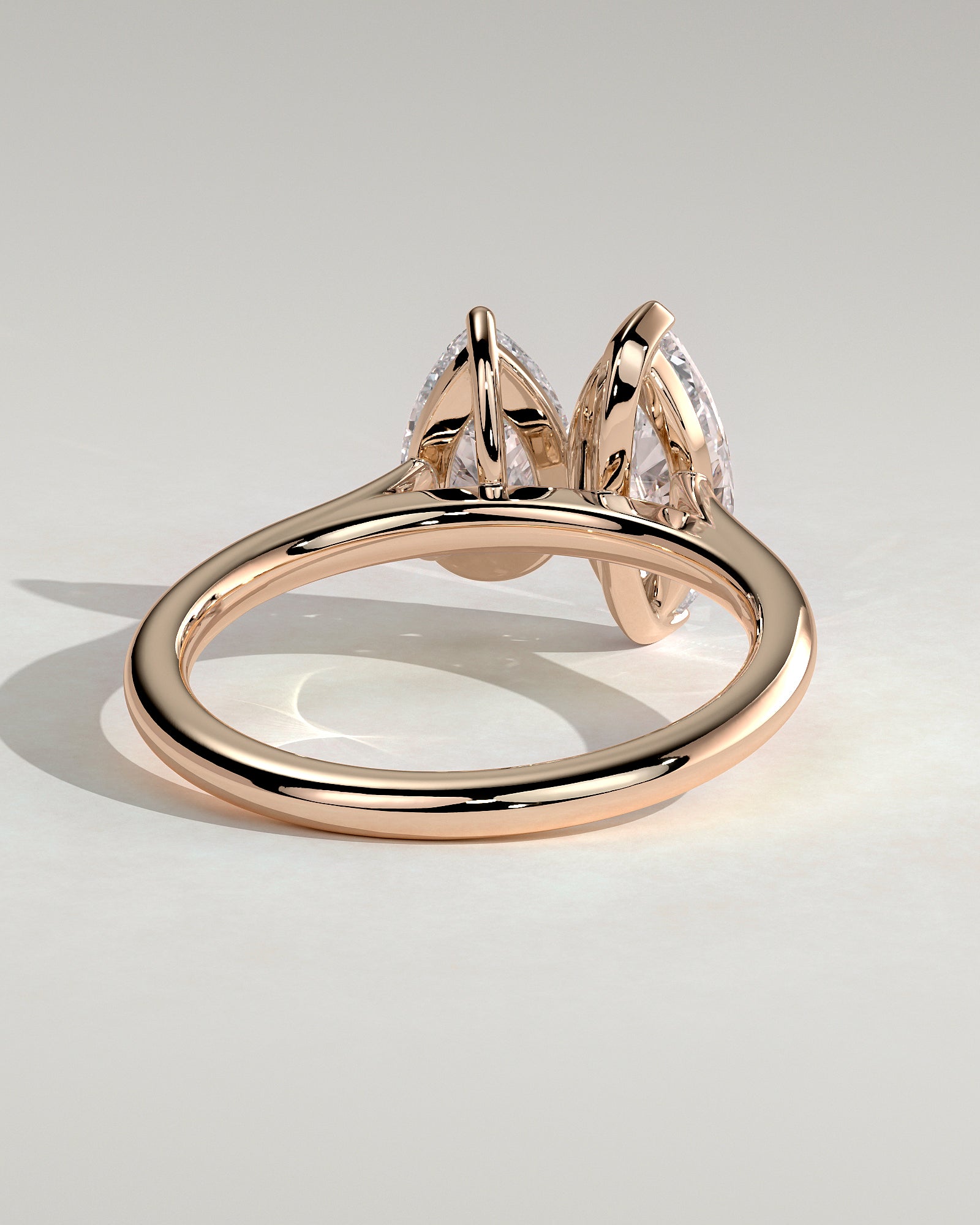 Rose :: designer 1.8ct pear and marquise lab grown diamond toi et moi ring rose gold bold look