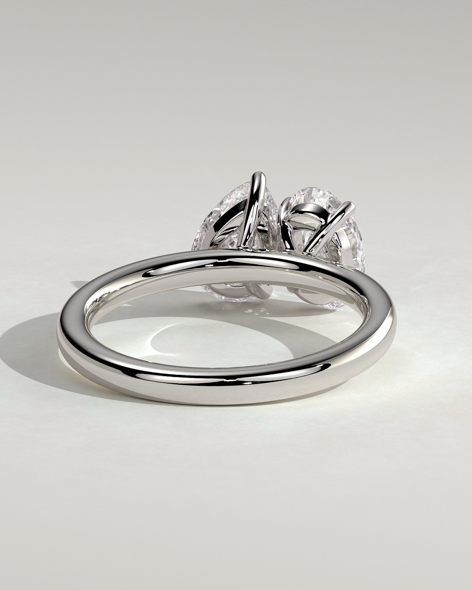 White :: designer 1.5ct pear and oval lab diamond engagement ring white gold unique two stone ring