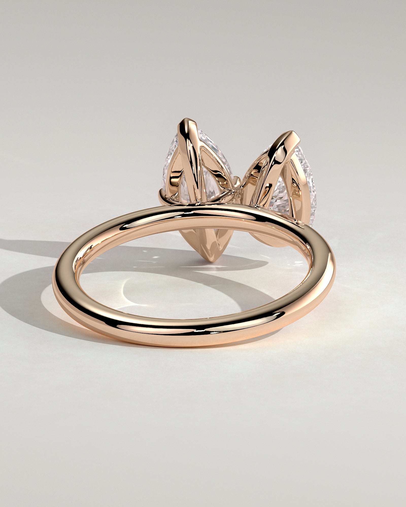 Rose :: designer 1.8ct pear and marquise lab grown diamond toi et moi ring rose gold bold look