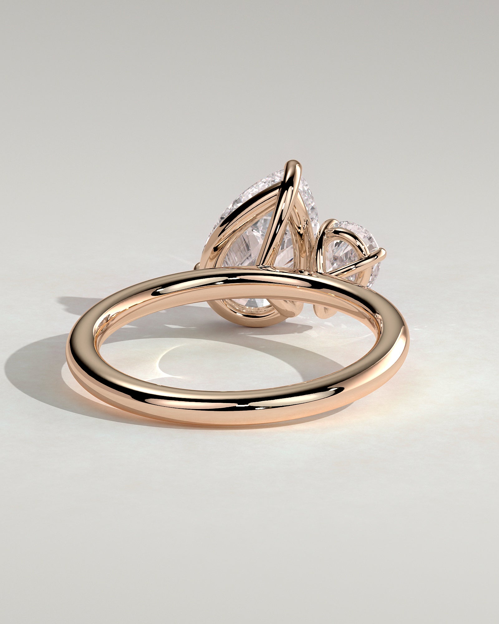 Rose :: designer 0.5ct and 1.25ct pear lab grown diamond toi et moi ring rose gold bold look