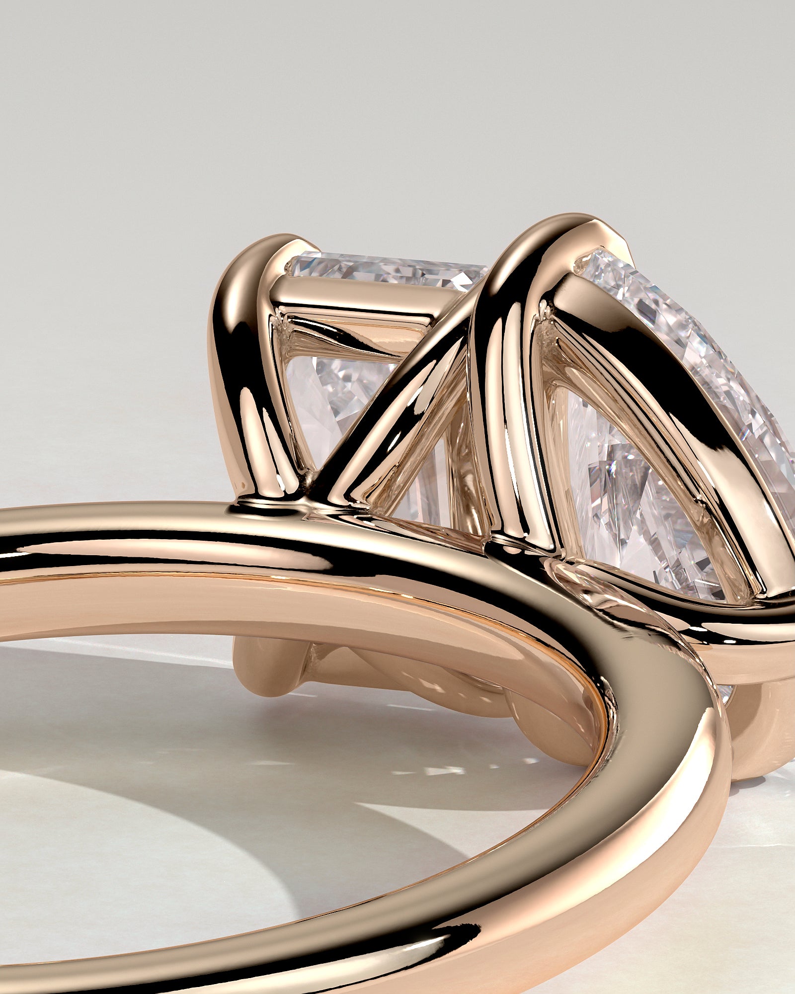Rose :: high end pear emerald lab diamond engagement ring rose gold statement jewelry