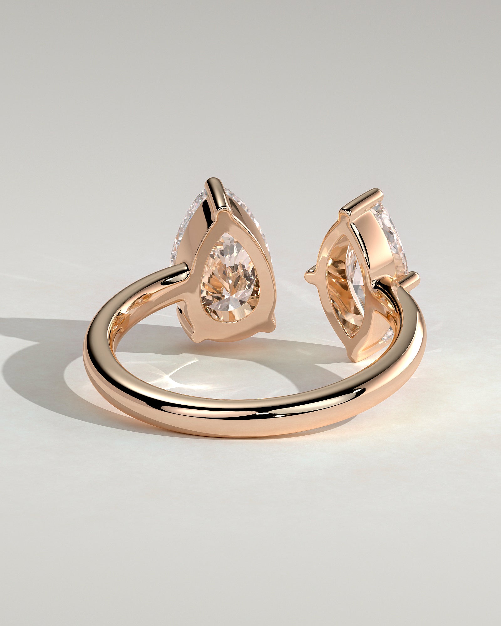 Rose :: designer 1.15ct marquise and pear lab grown diamond toi et moi ring rose gold bold look