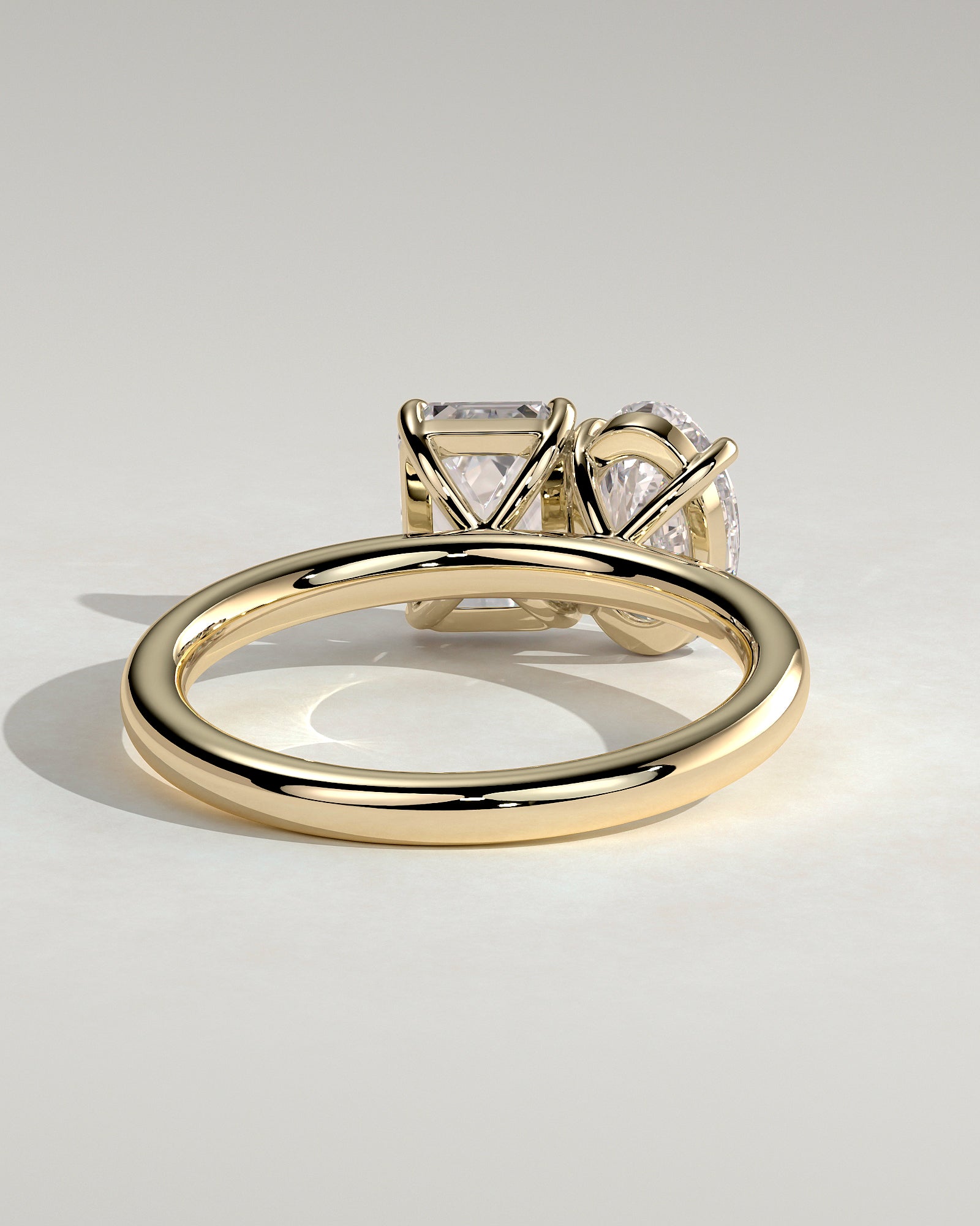 Yellow :: high end oval emerald lab diamond engagement ring yellow gold luxury jewelry