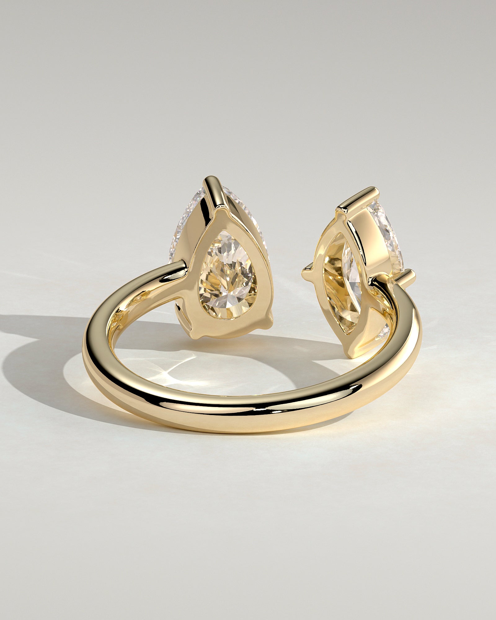 Yellow :: designer 1.15ct marquise and pear lab grown diamond toi et moi ring yellow gold bold statement