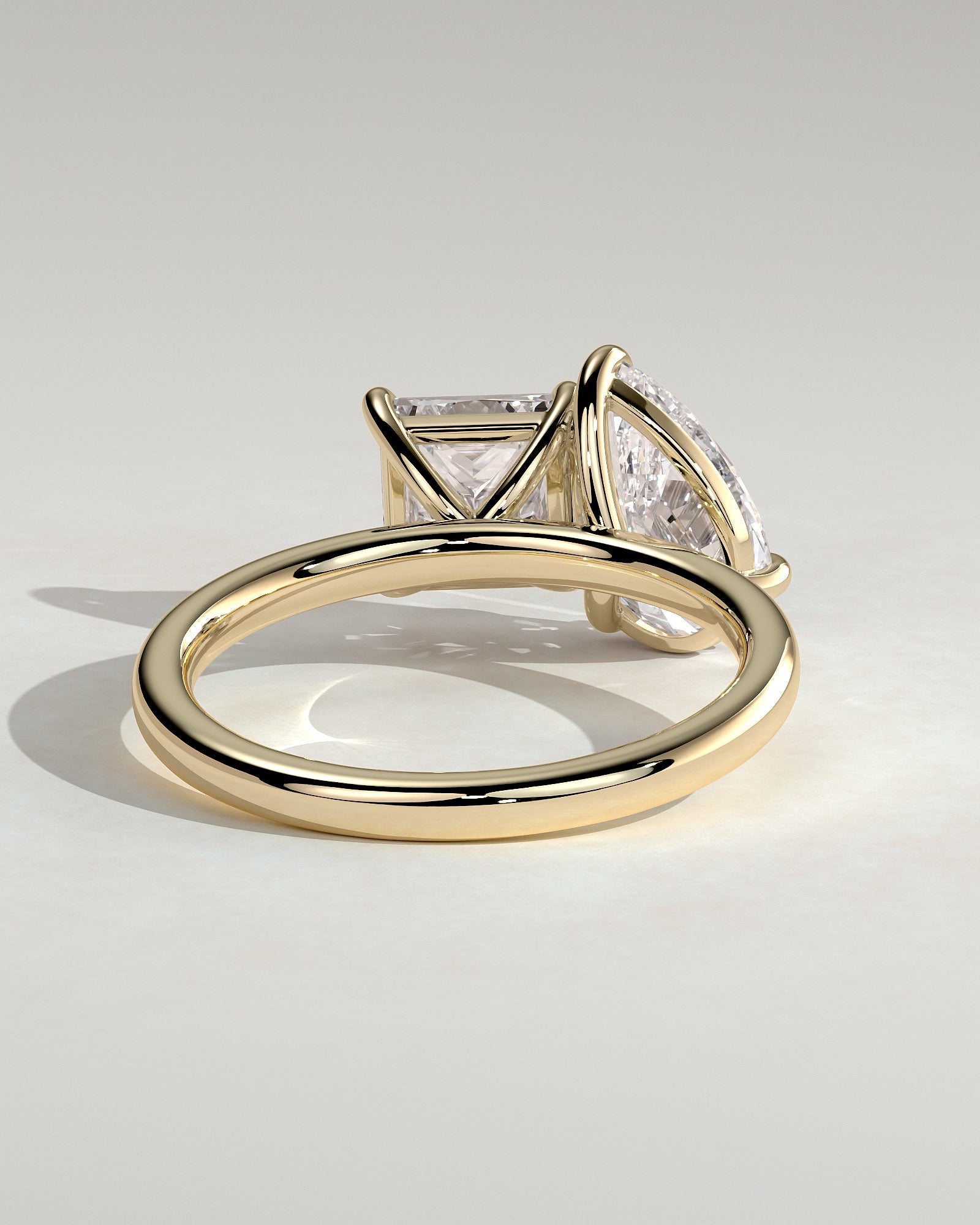 Yellow :: designer pear and princess lab grown diamond toi et moi ring yellow gold bold statement