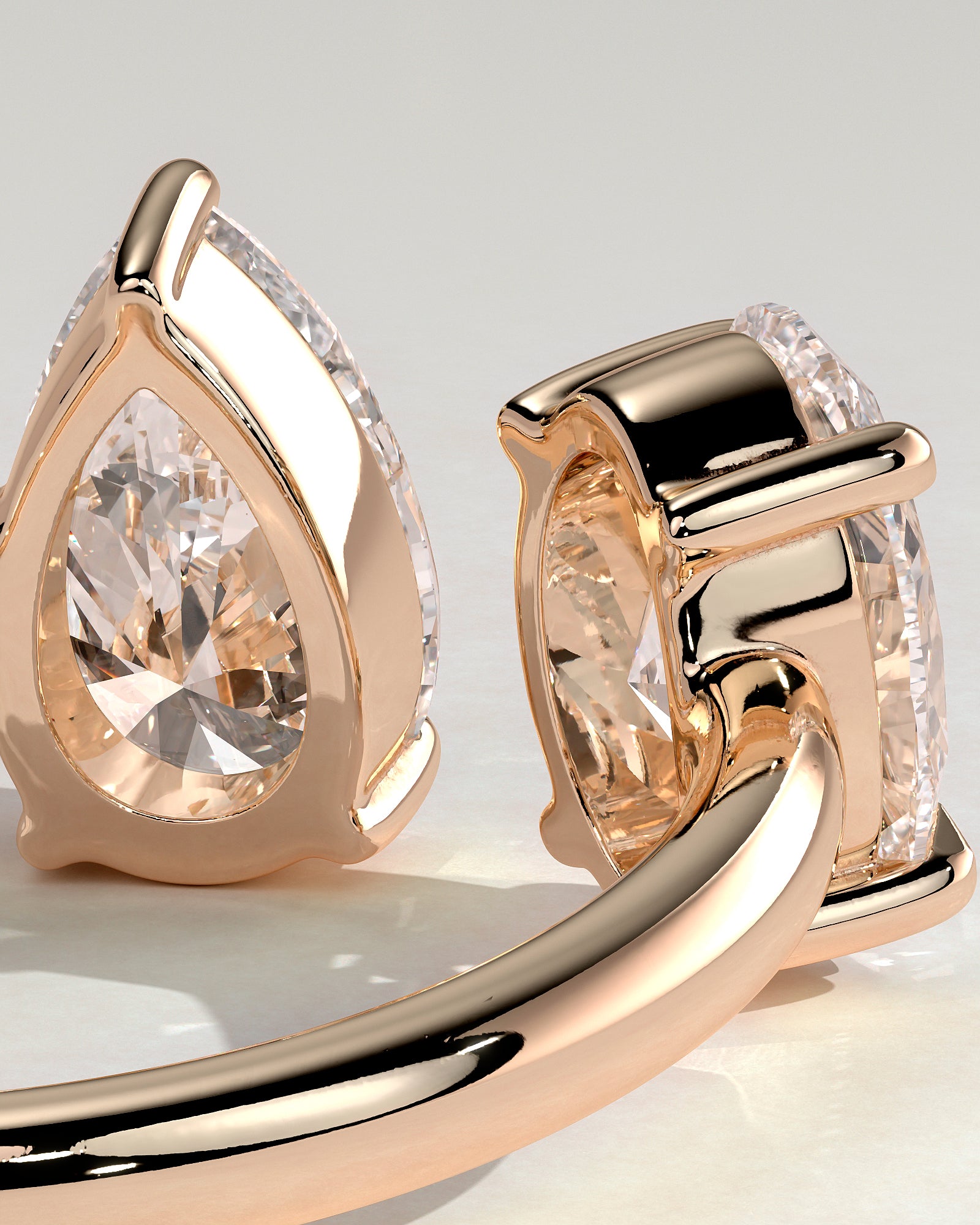 Rose :: high end oval pear lab diamond engagement ring rose gold statement jewelry
