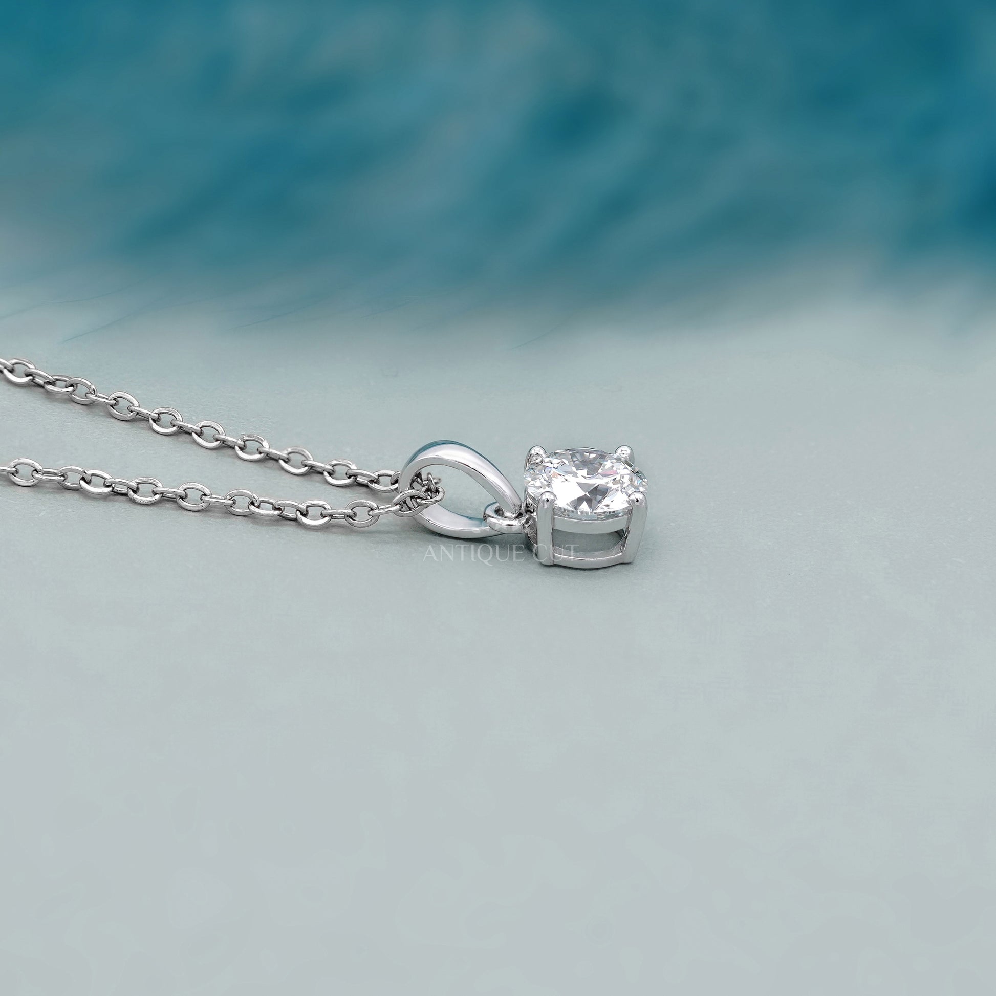 2.00 Carat Round Diamond Pendant Necklace | Classic Solitaire Diamond Necklace | 14K White Gold Prong Set