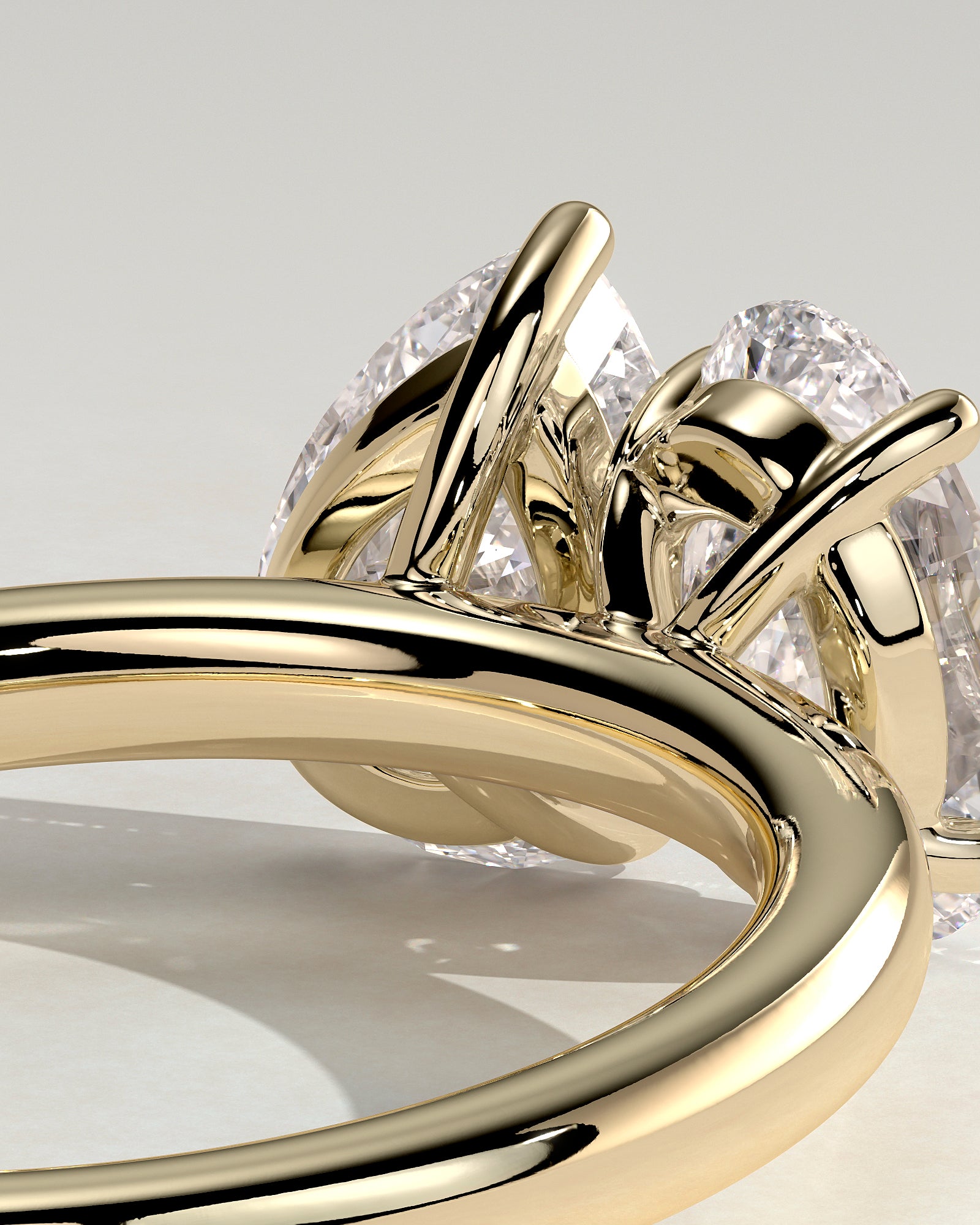 Yellow :: high end 1.5ct pear oval lab diamond engagement ring yellow gold luxury jewelry