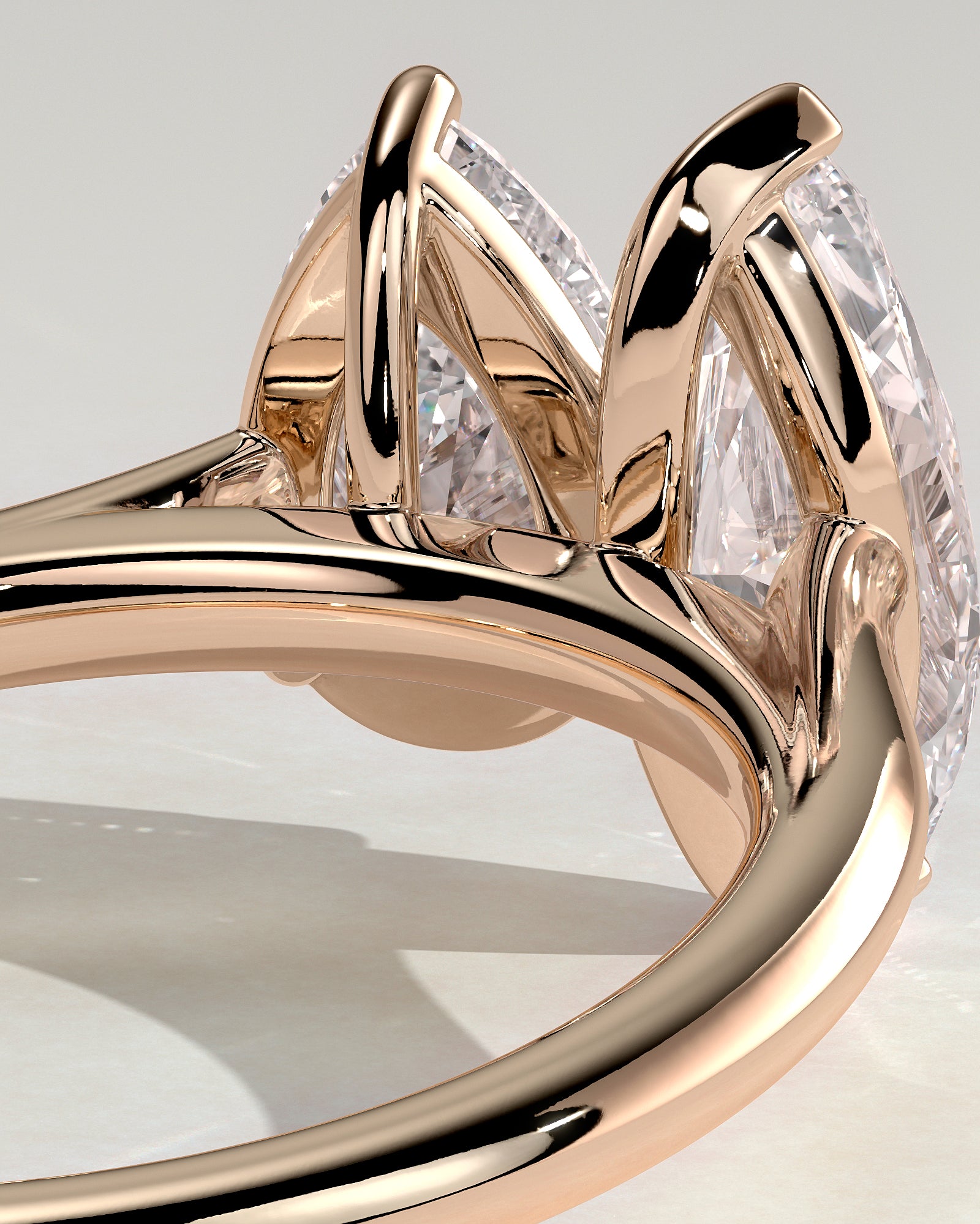 Rose :: high end 1.8ct pear marquise lab diamond engagement ring rose gold statement jewelry