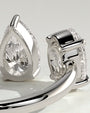 White :: high end oval pear lab grown diamond toi et moi ring white gold luxury engagement ring