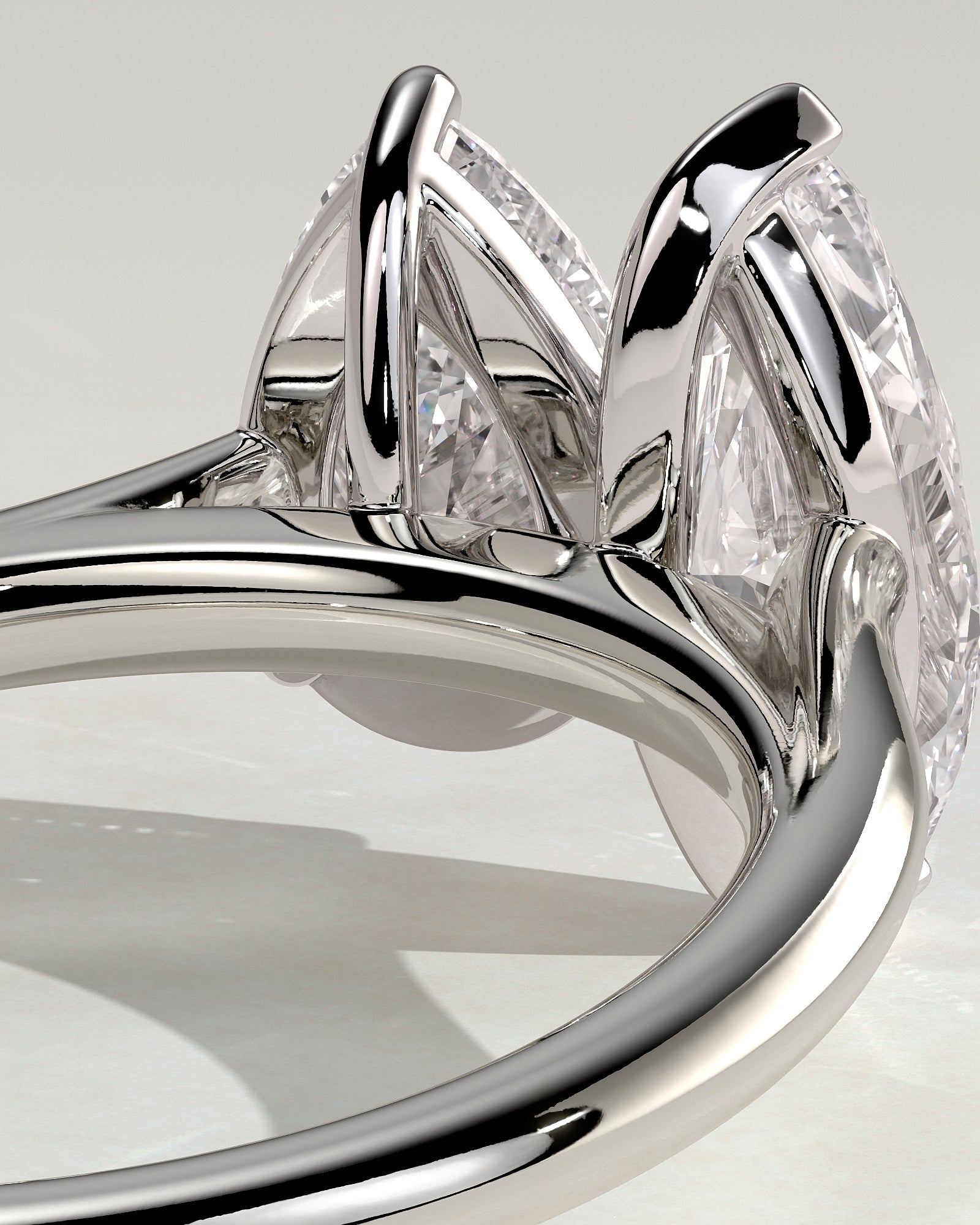 White :: high end 1.8ct pear marquise lab grown diamond toi et moi ring white gold luxury engagement ring