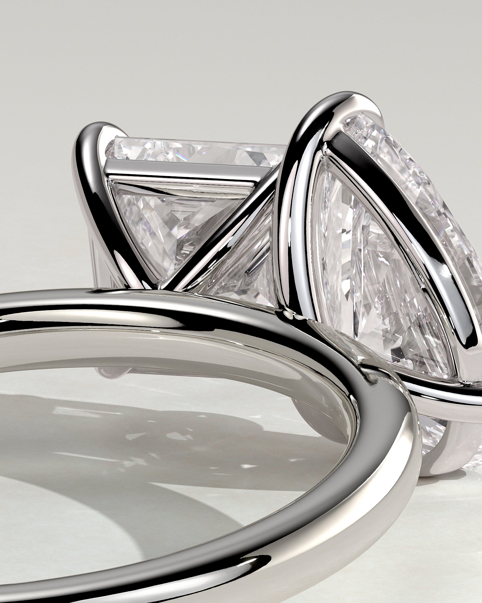 White :: high end pear princess lab grown diamond toi et moi ring white gold luxury engagement ring