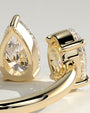 Yellow :: high end oval pear lab diamond engagement ring yellow gold luxury jewelry