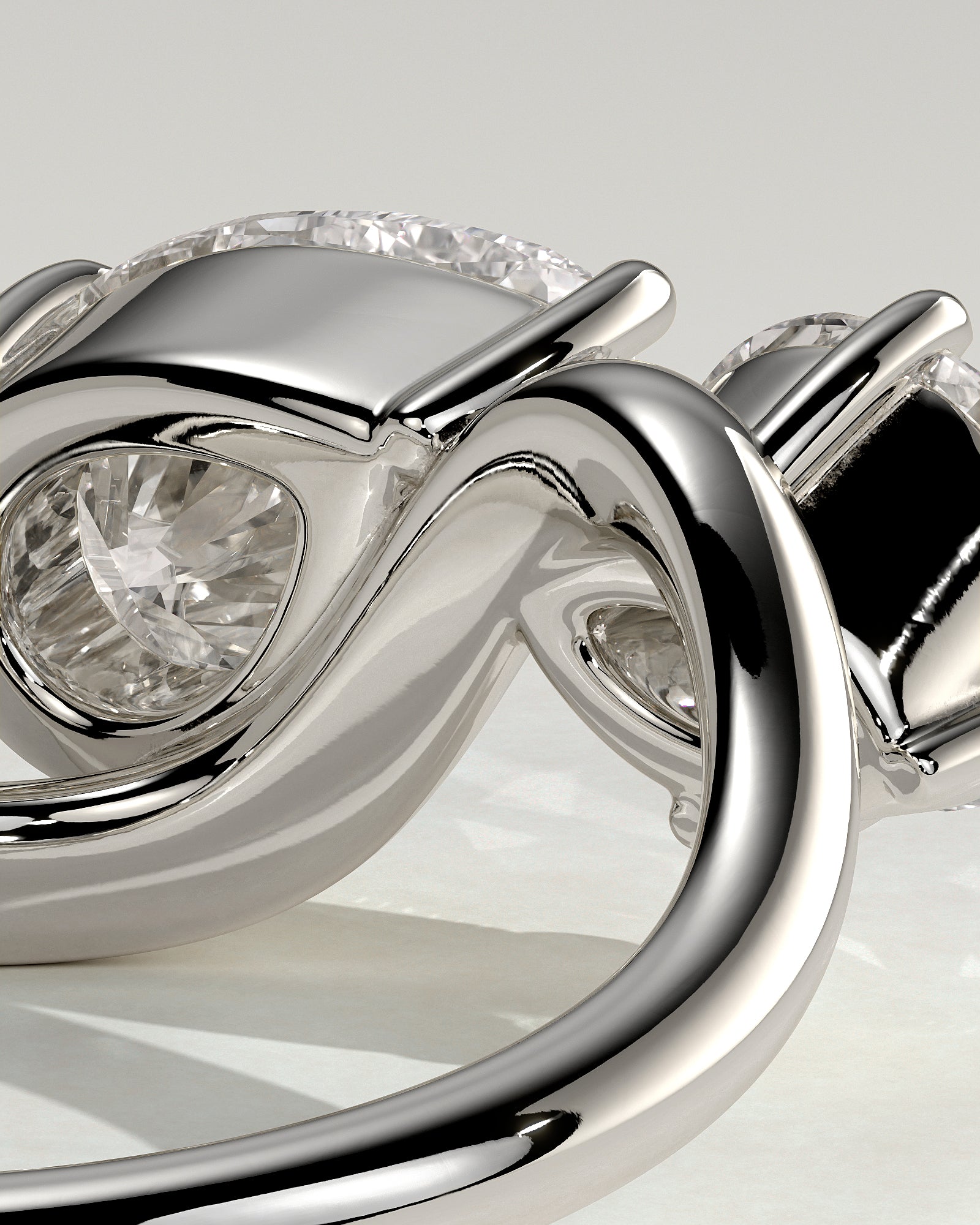 White :: high end round pear lab grown diamond toi et moi ring white gold luxury engagement ring