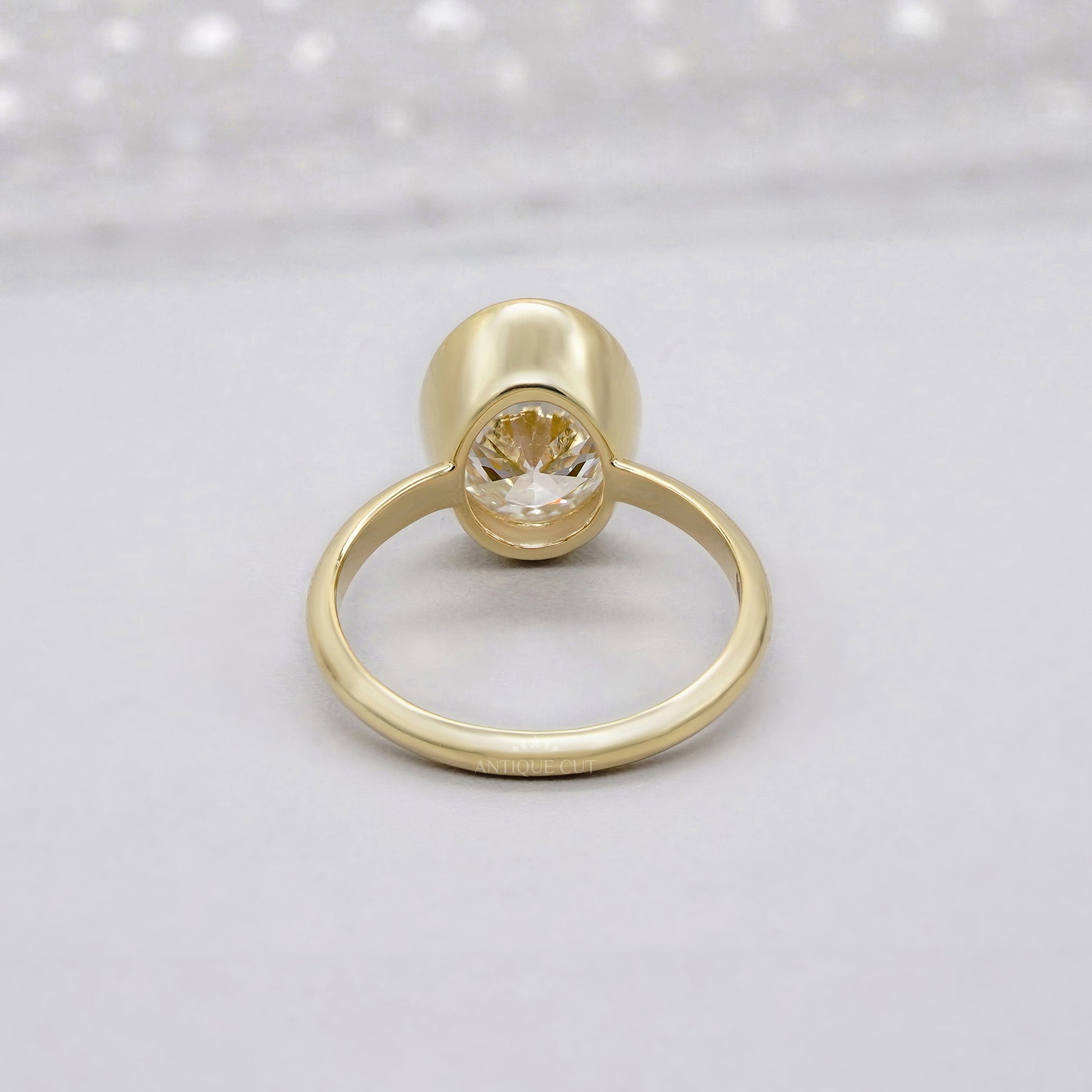 Oval 2.00ct Lab Grown Diamond Bezel Set Engagement Ring in Yellow Gold | IGI Certified