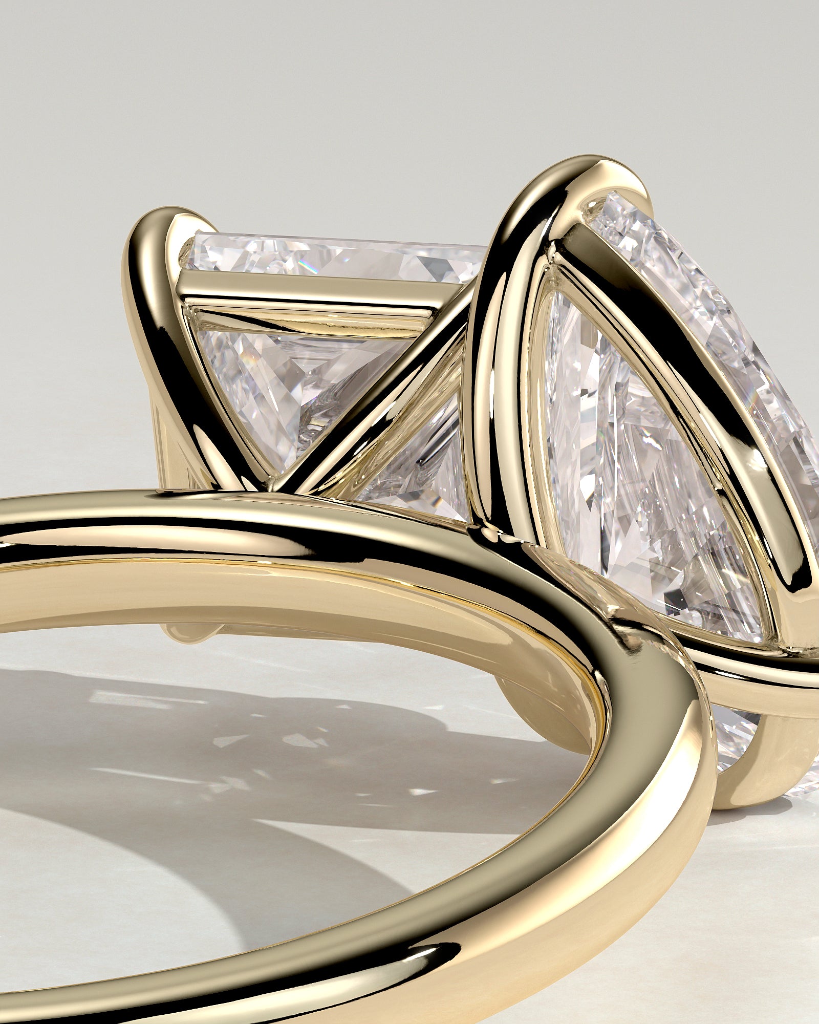 Yellow :: high end pear princess lab diamond engagement ring yellow gold luxury jewelry