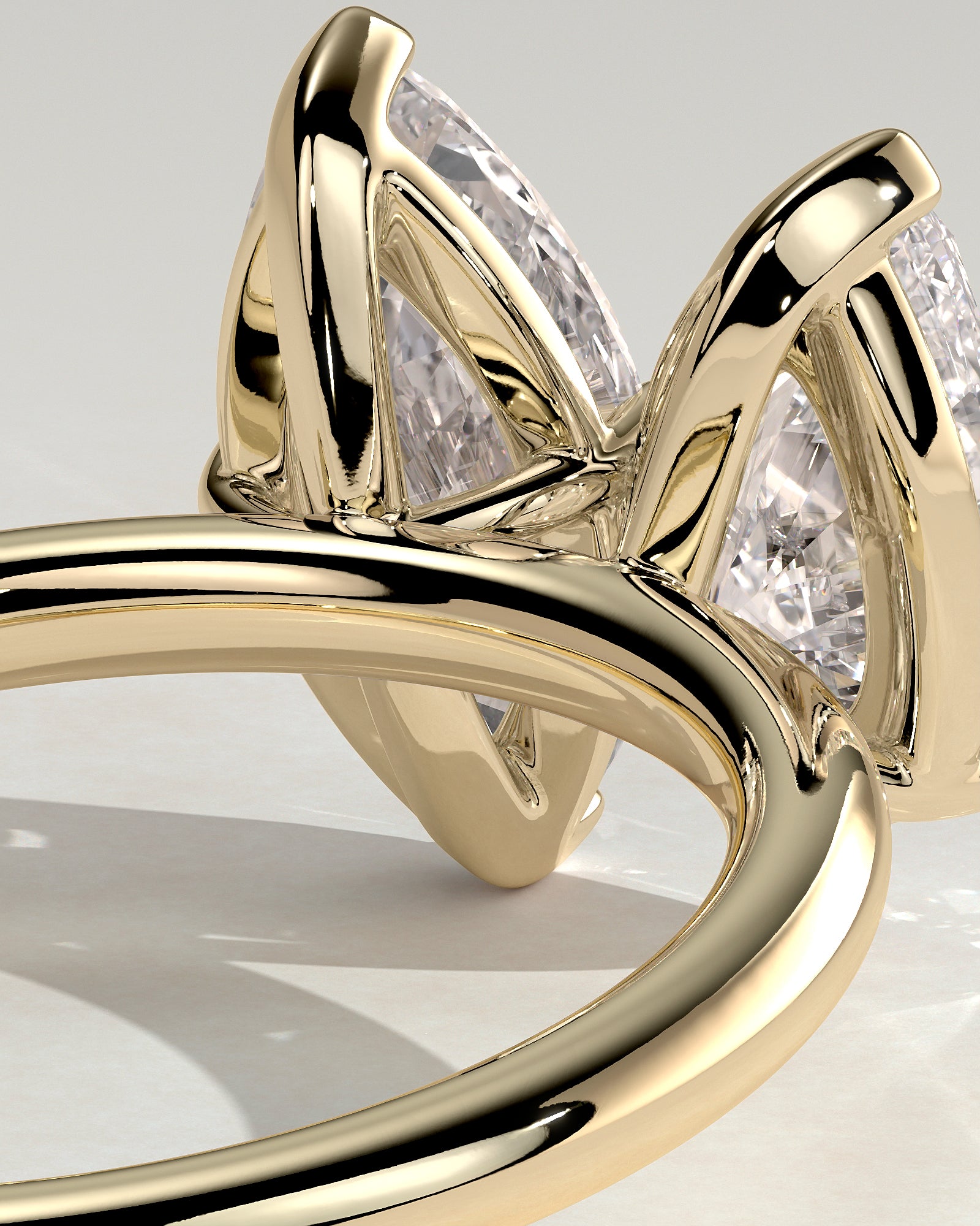 Yellow :: high end 1.8ct pear marquise lab diamond engagement ring yellow gold luxury jewelry