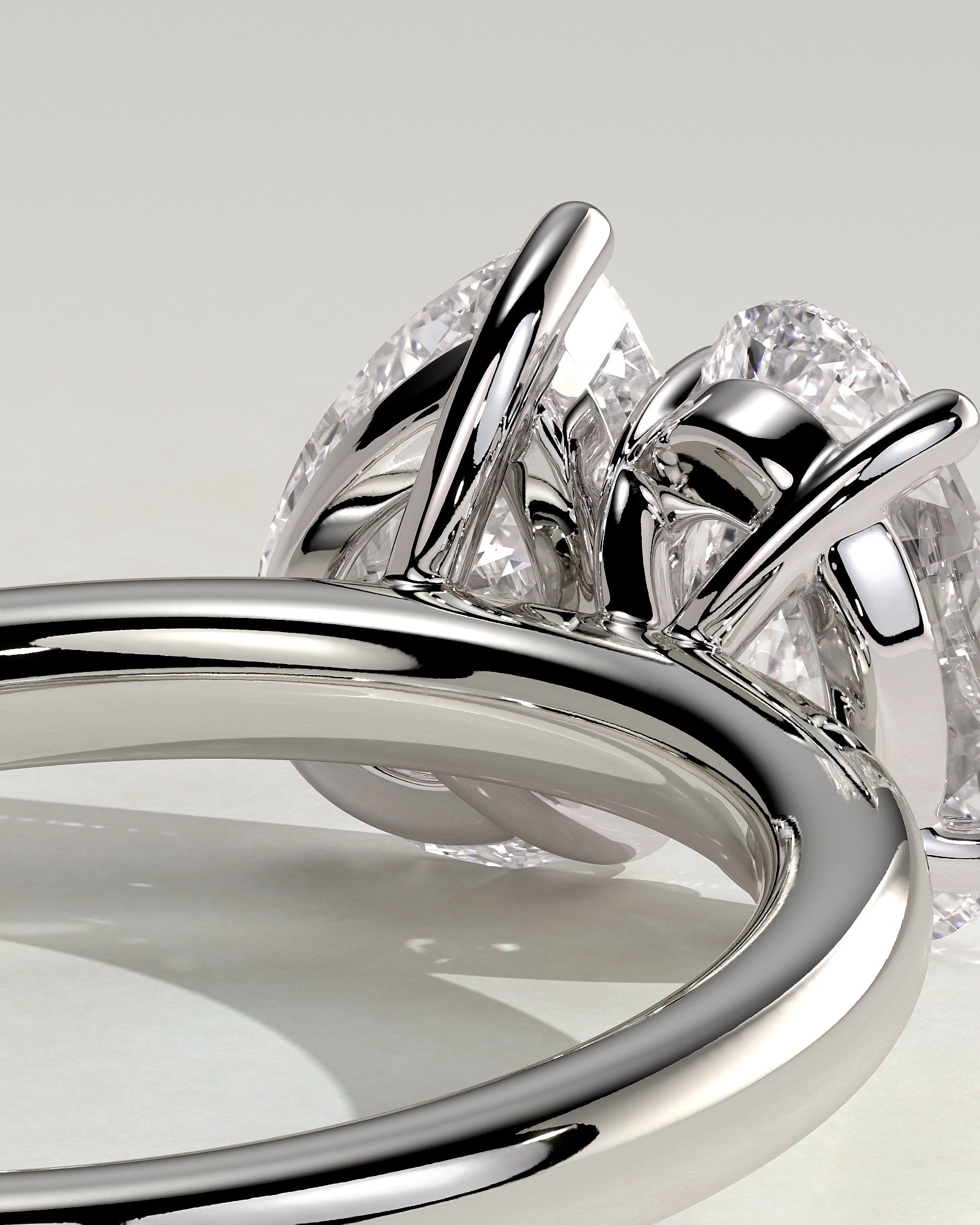 White :: high end 1.5ct pear oval lab grown diamond toi et moi ring white gold luxury engagement ring
