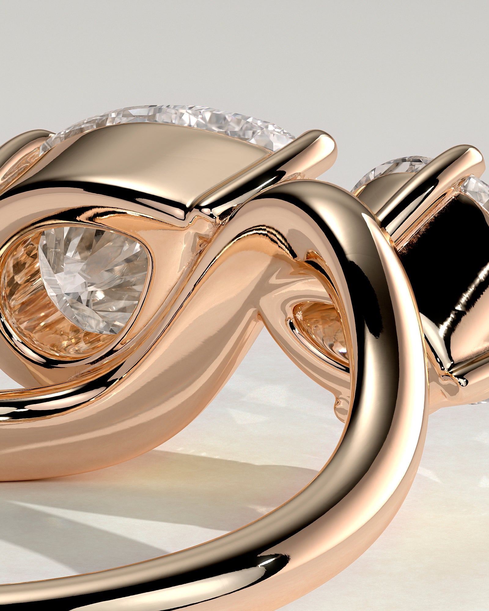 Rose :: high end round pear lab diamond engagement ring rose gold statement jewelry
