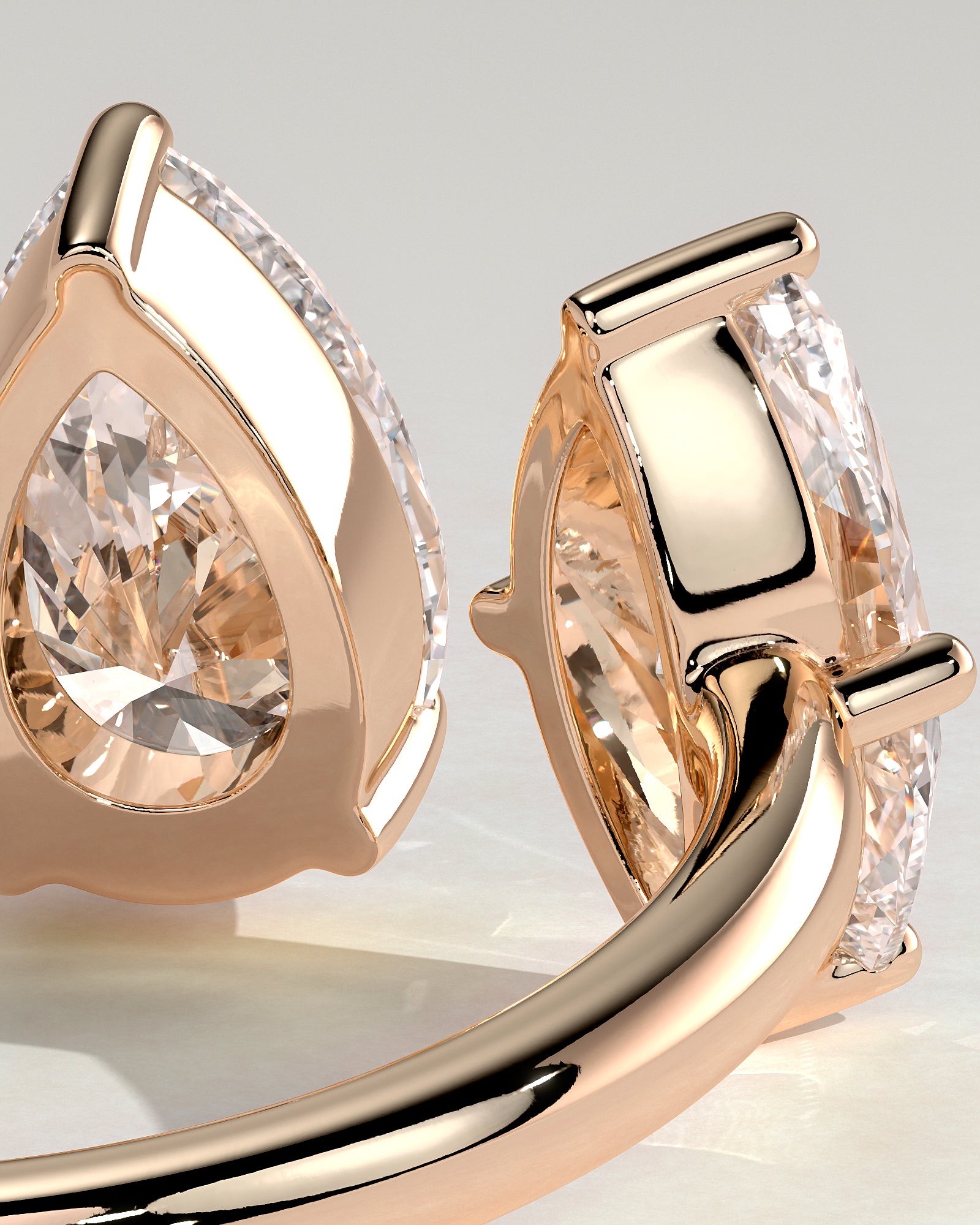 Rose :: high end 1.15ct marquise pear lab diamond engagement ring rose gold statement jewelry