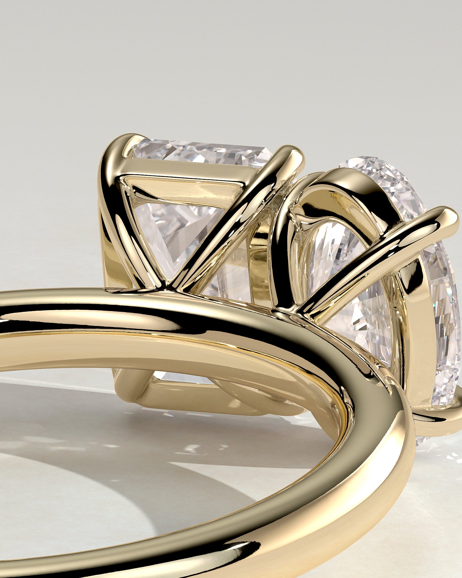 Yellow :: high end oval emerald lab diamond engagement ring yellow gold luxury jewelry