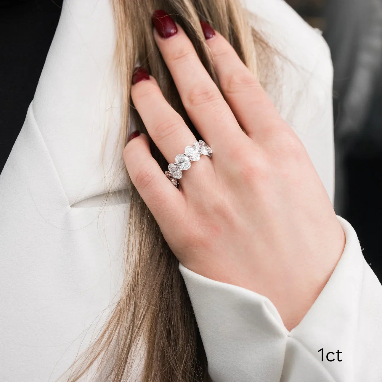 Oval French U Eternity Band, EF Color, VS Clarity - IGI Certified Diamond