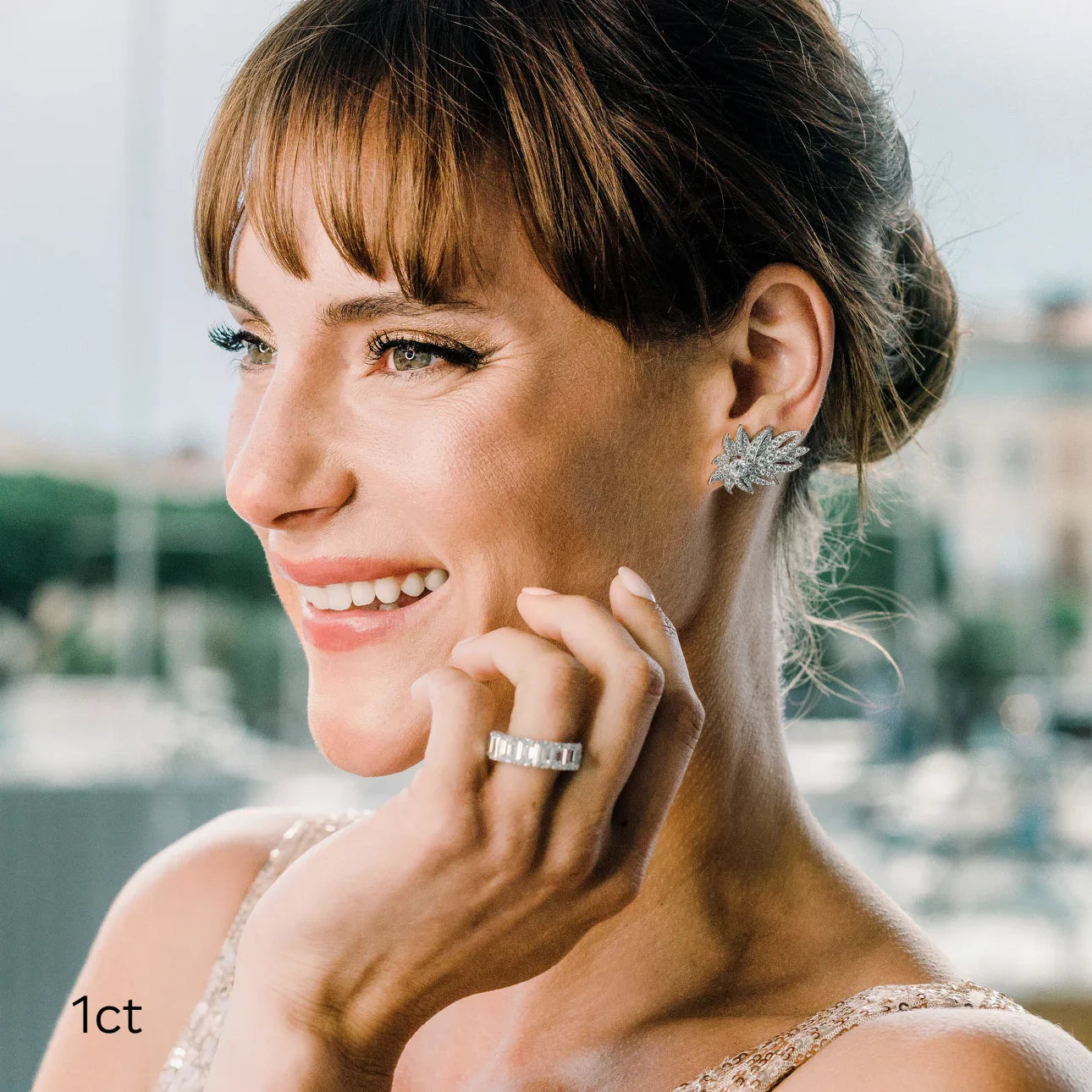 Emerald Lab Grown Diamond Emerald Eternity Band , EF Color , VS Clarity , IGI Certificate