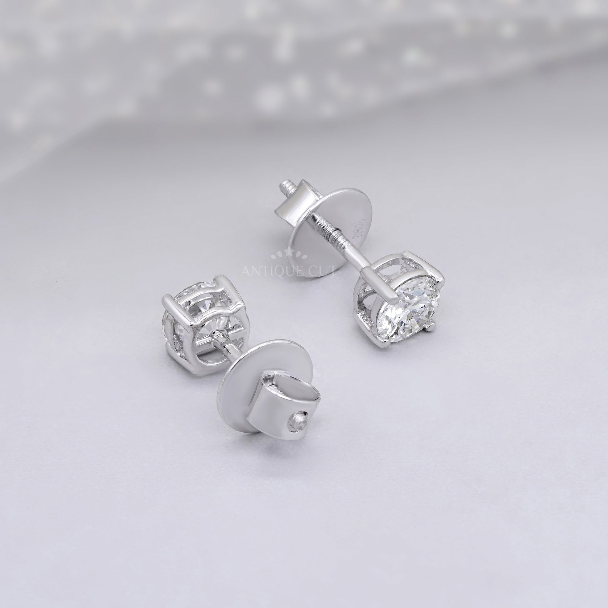 1.00tcw Round Lab Diamond Stud Earrings | Classic White Gold Solitaire Setting