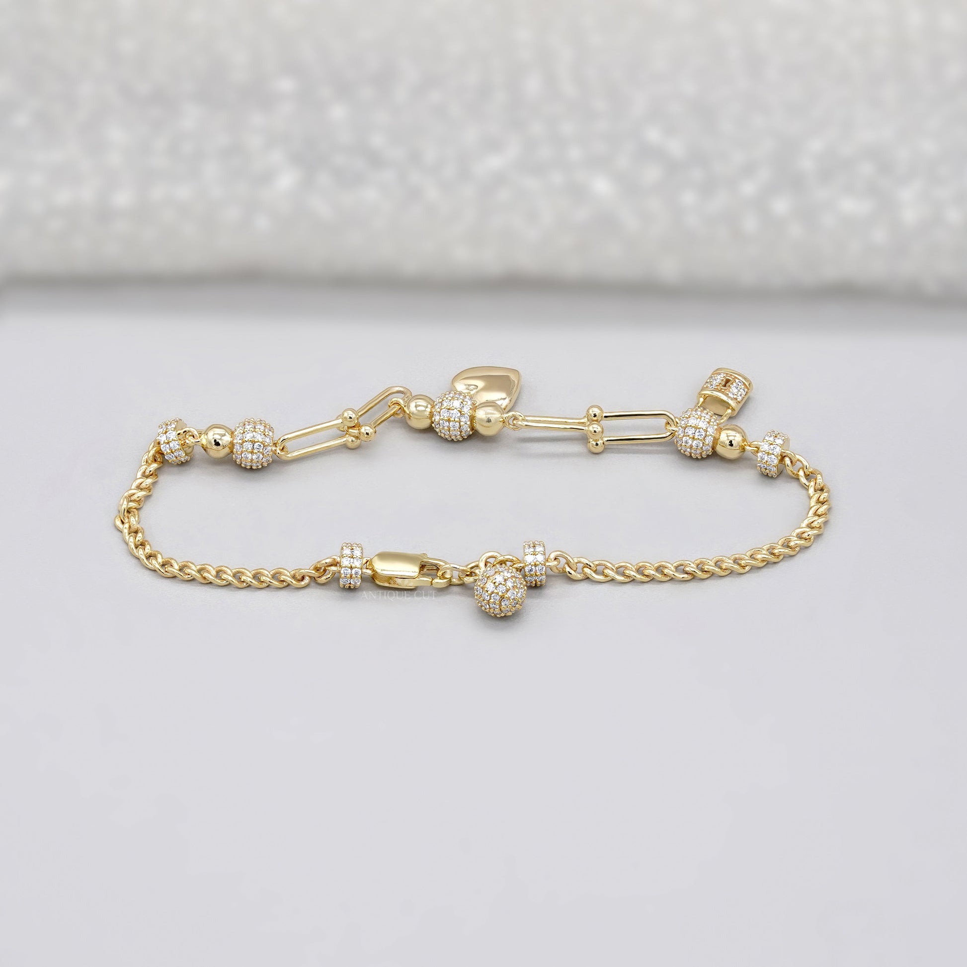 1.50tcw Diamond Charm Bracelet | Heart, Lock & Key | Round Cut | IGI Certified