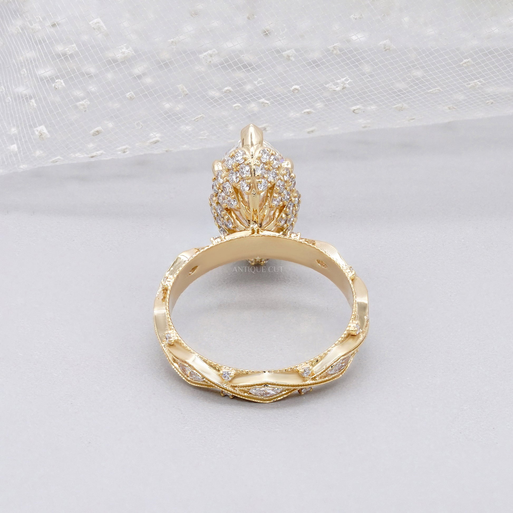 Marquise Cut 3.50tcw Lab Grown Diamond Engagement Ring | Vintage Halo IGI Certified