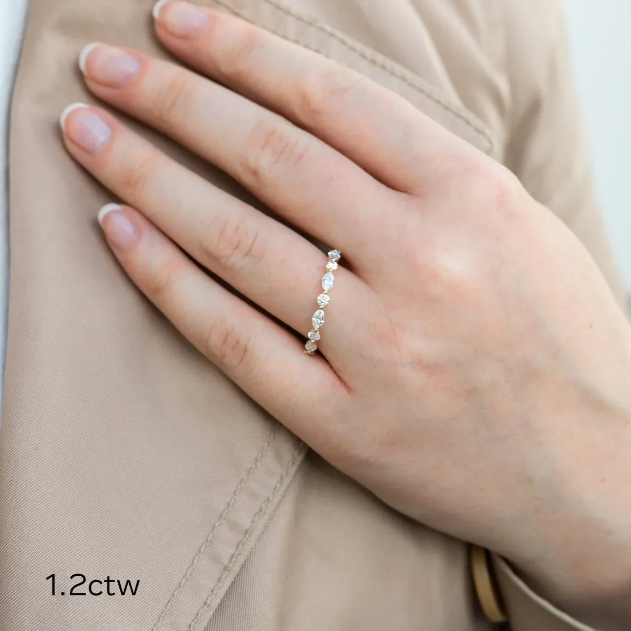 MARQUISE AND ROUND DIAMOND EAST-WEST ETERNITY BAND