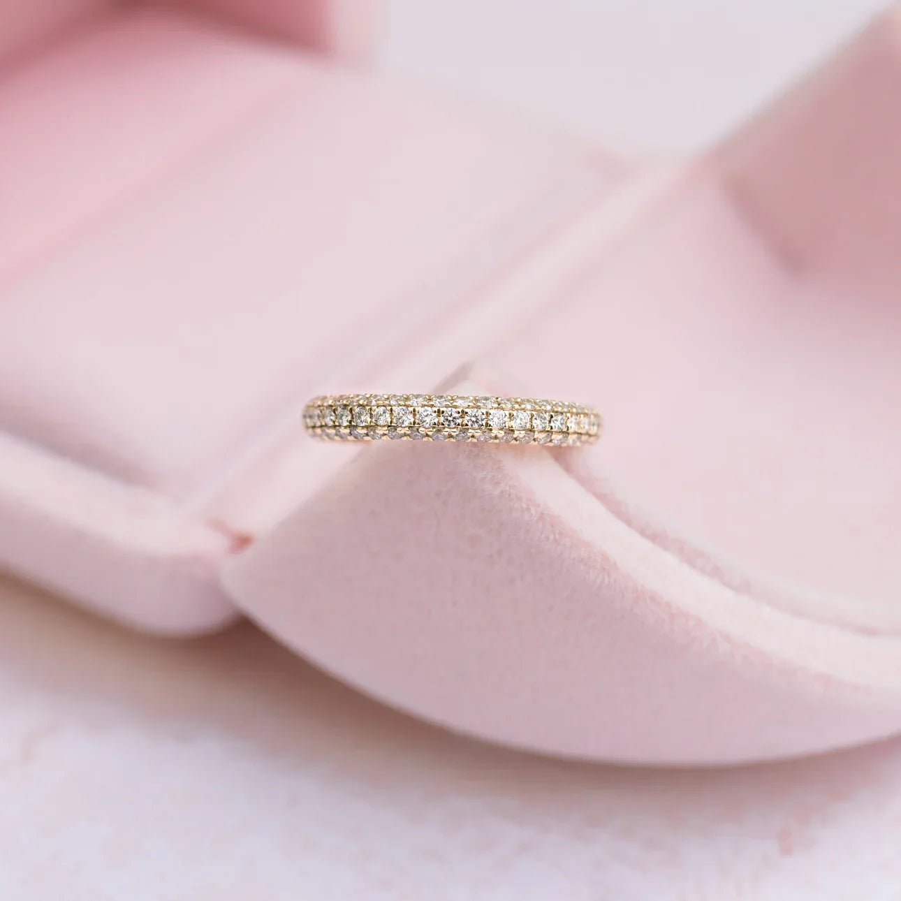 Round Lab Grown Diamond Three Sided Pave Eternity Band, EF Color, VS Clarity